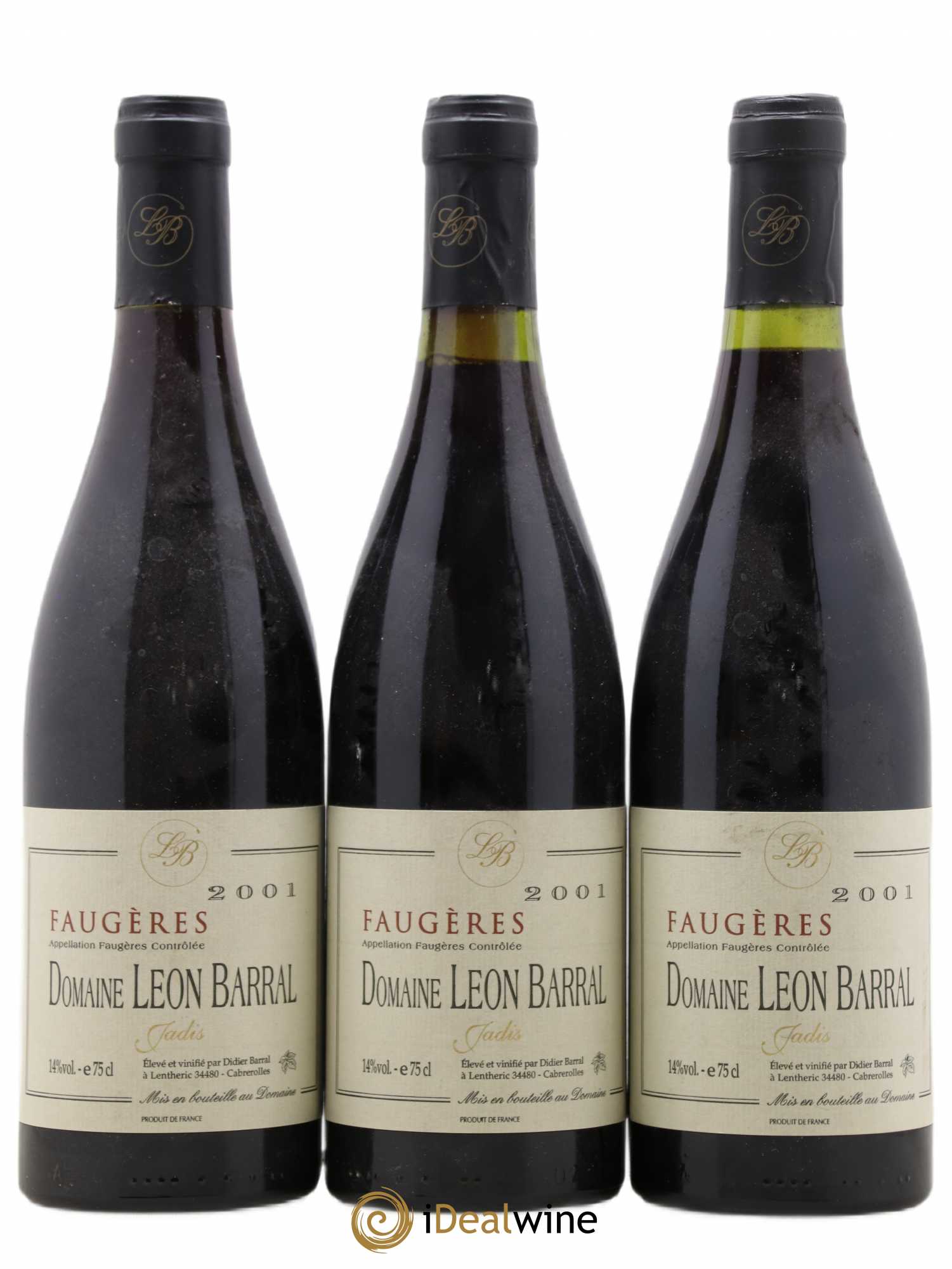 Faugères Jadis Domaine Léon Barral 2001 - Lot de 3 bouteilles - 0