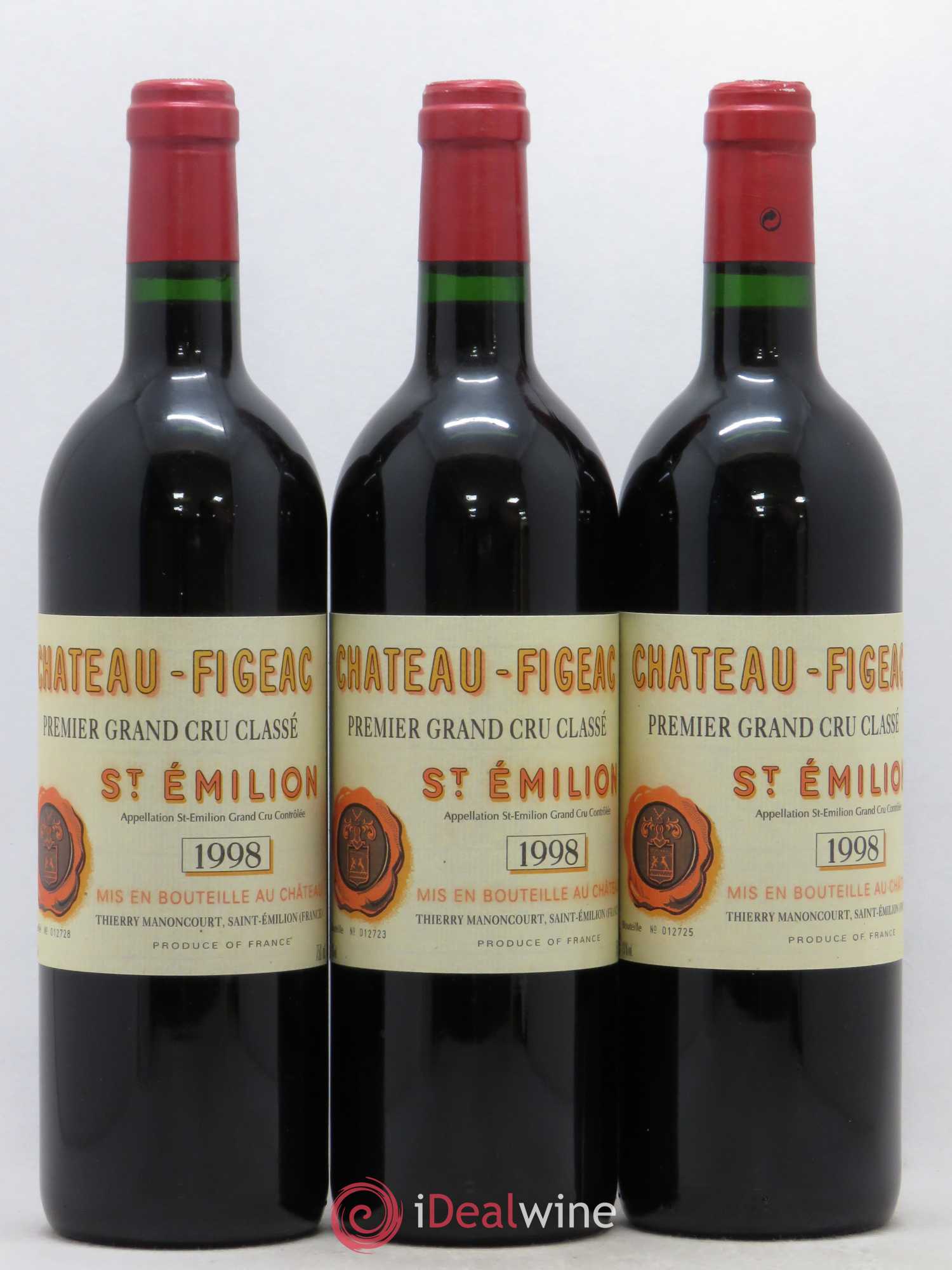 Château Figeac 1er Grand Cru Classé A 1998 - Lot de 3 bouteilles - 0
