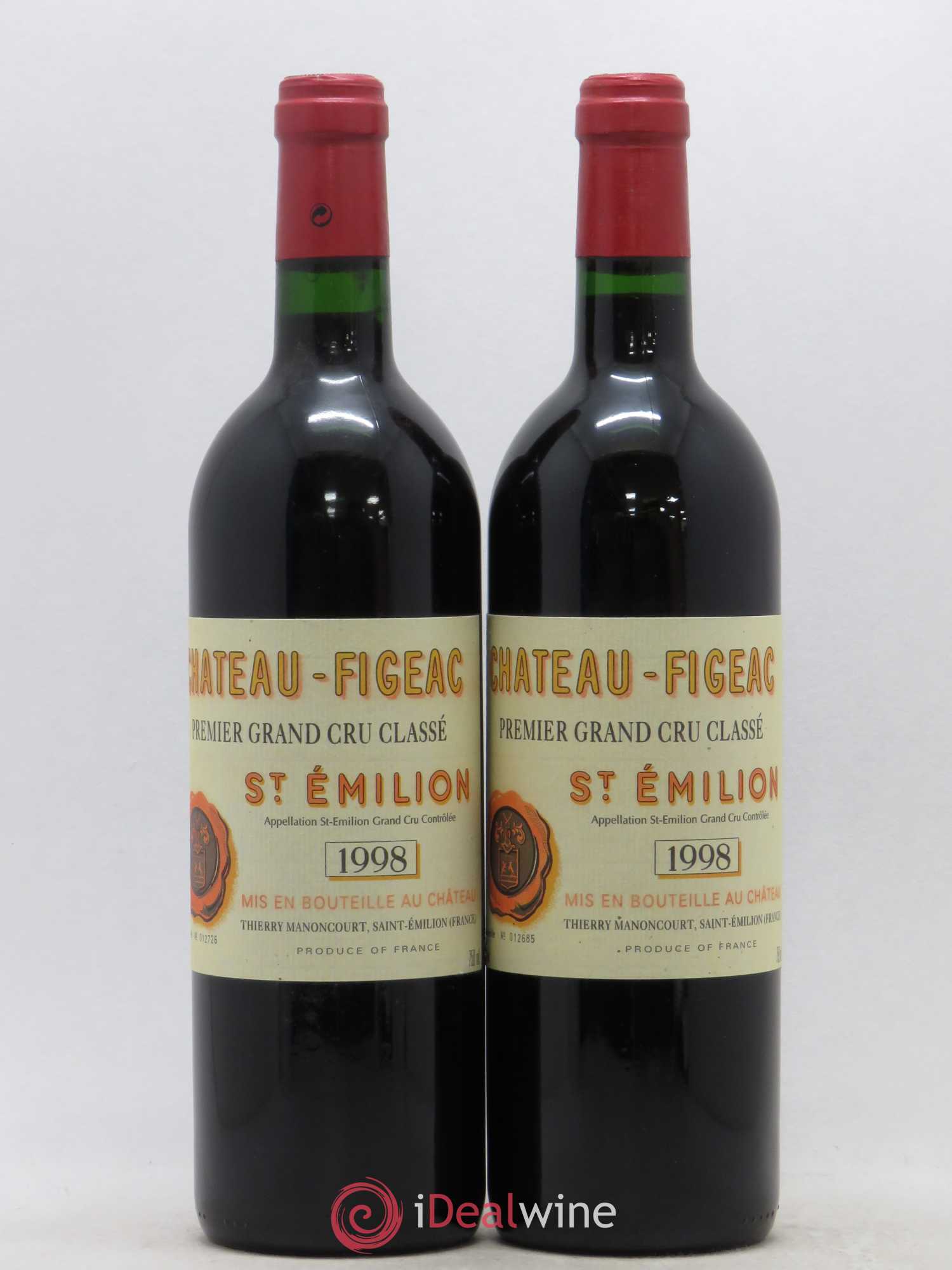 Château Figeac 1er Grand Cru Classé A 1998 - Lot de 2 bouteilles - 0
