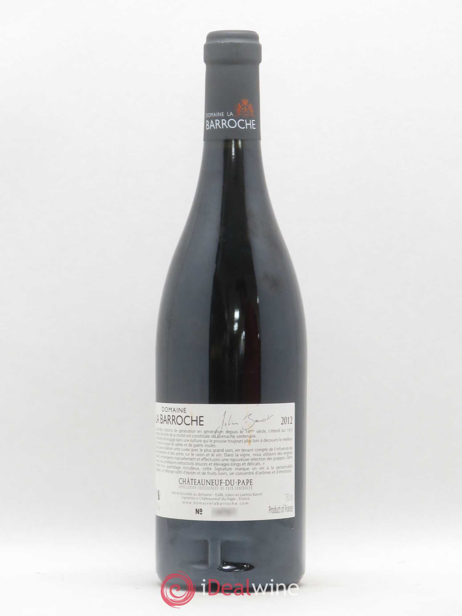 Châteauneuf-du-Pape La Barroche (Domaine de) Réserve Julien Barrot 2012 - Lot de 1 bouteille - 1
