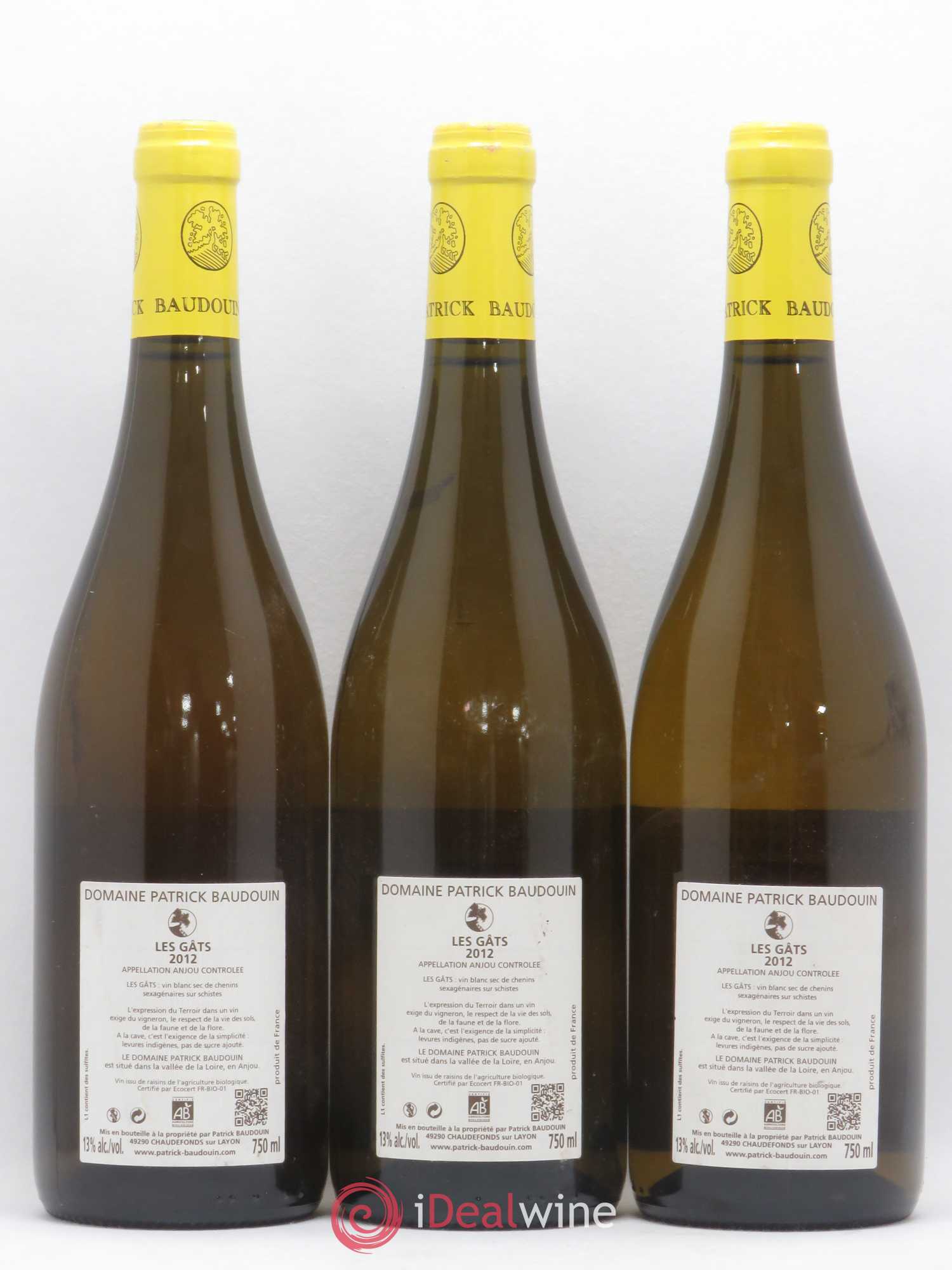 Anjou Les Gats Patrick Baudouin 2012 - Lot de 3 bouteilles - 1
