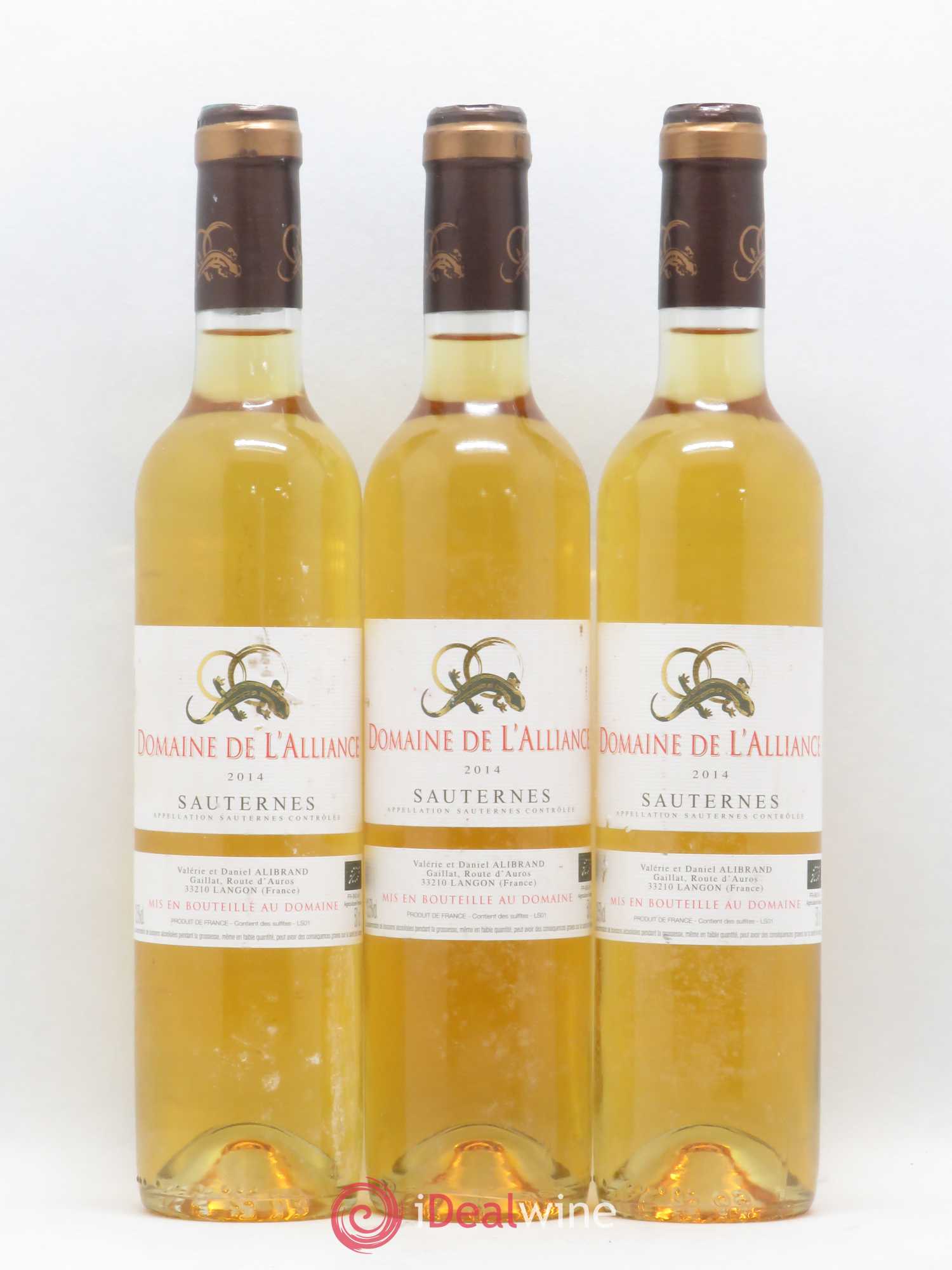 Sauternes Domaine de l'Alliance 2014 - Lotto di 3 bottiglie - 0