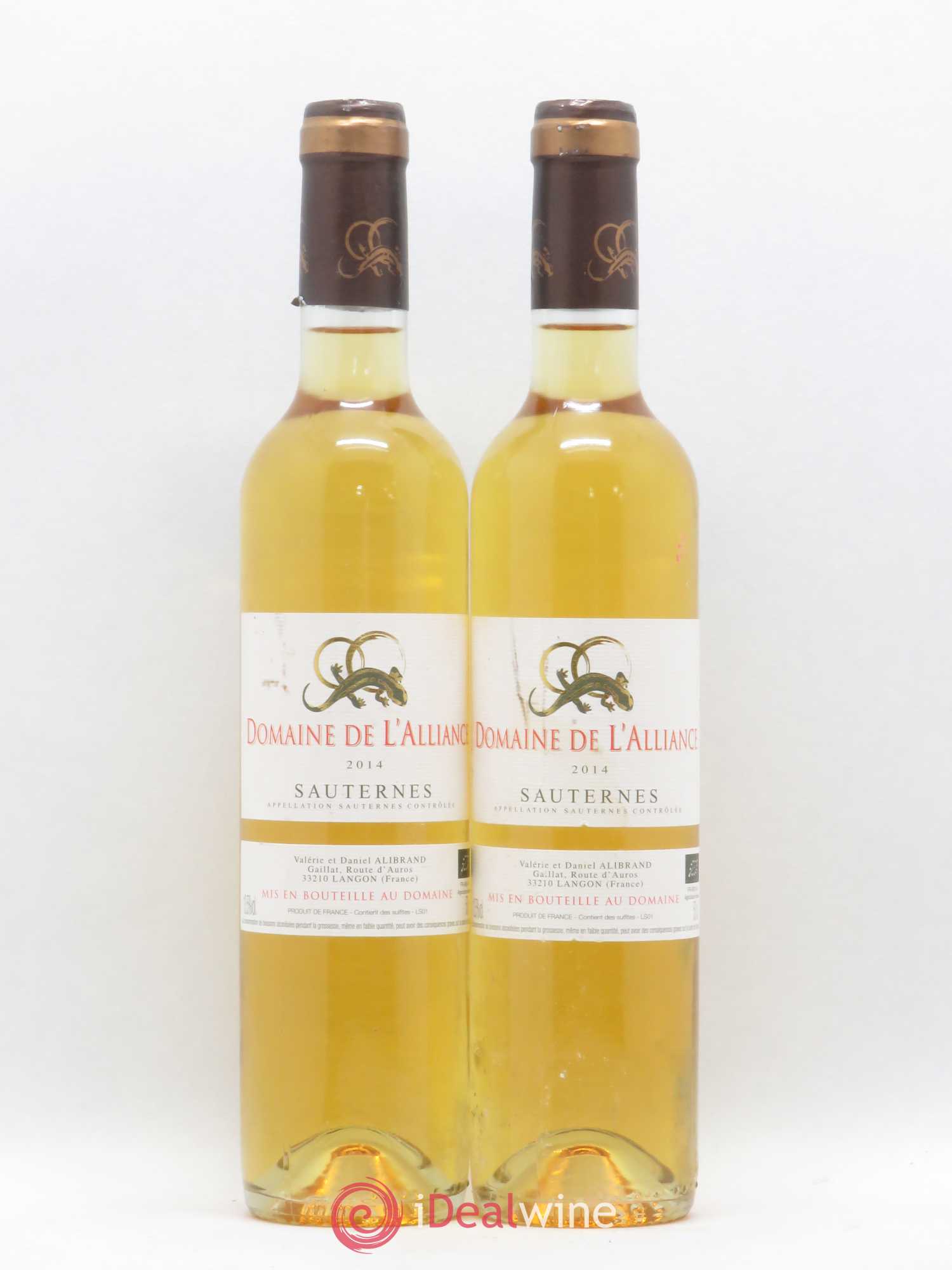 Sauternes Domaine de l'Alliance 2014 - Lotto di 2 bottiglie - 0