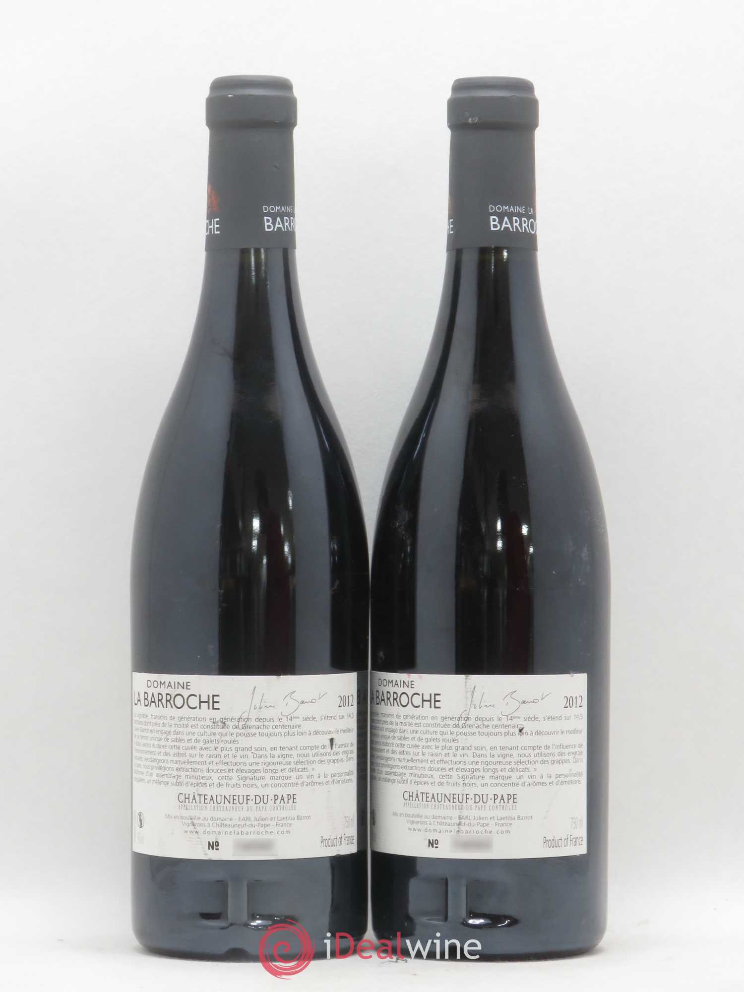 Châteauneuf-du-Pape La Barroche (Domaine de) Réserve Julien Barrot 2012 - Lot de 2 bouteilles - 1