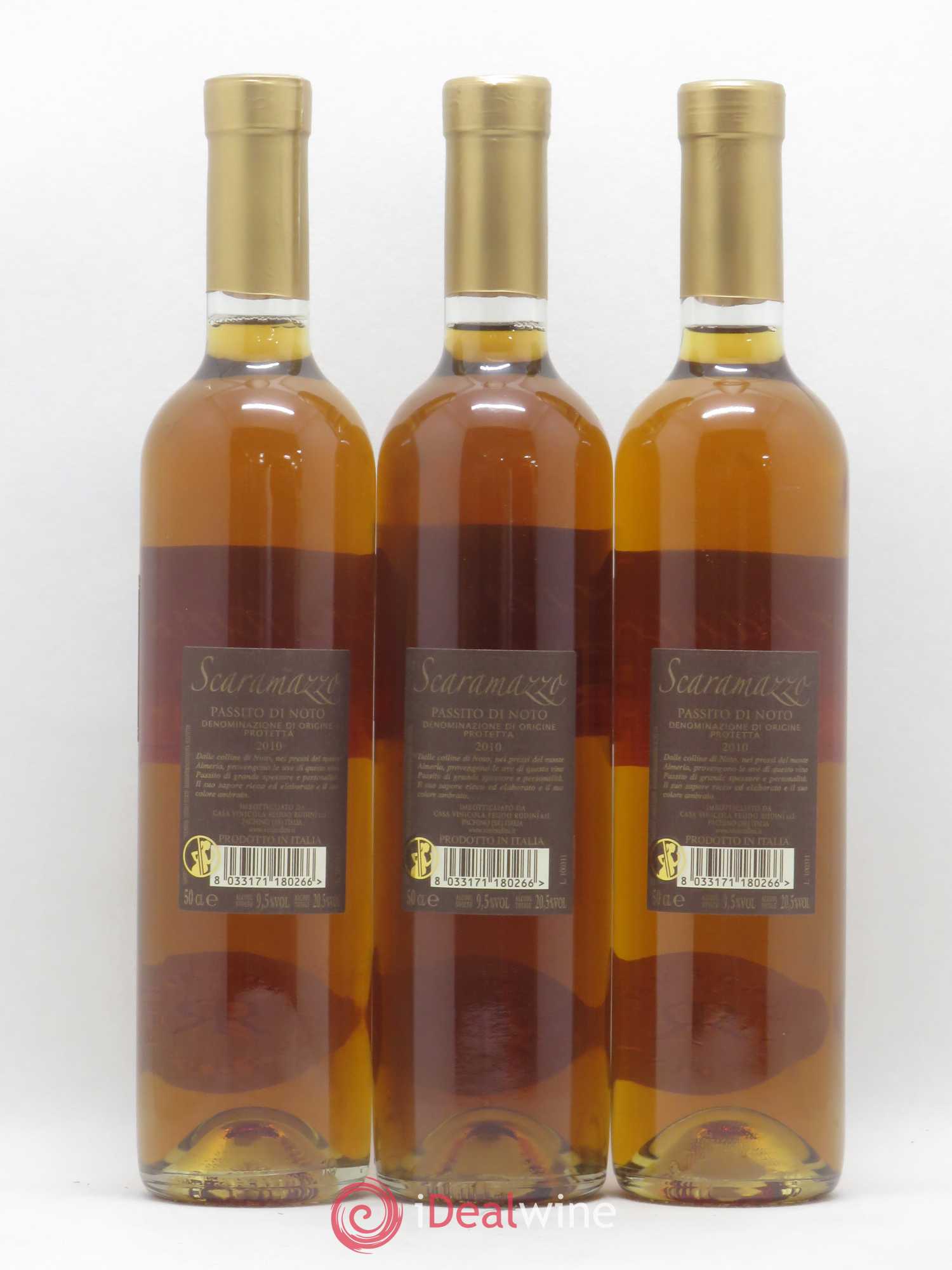 Italie Passito Di Noto Vendanges Tardives Rudini Pachino Scaramazzo 2010 - Lot de 3 bouteilles - 1
