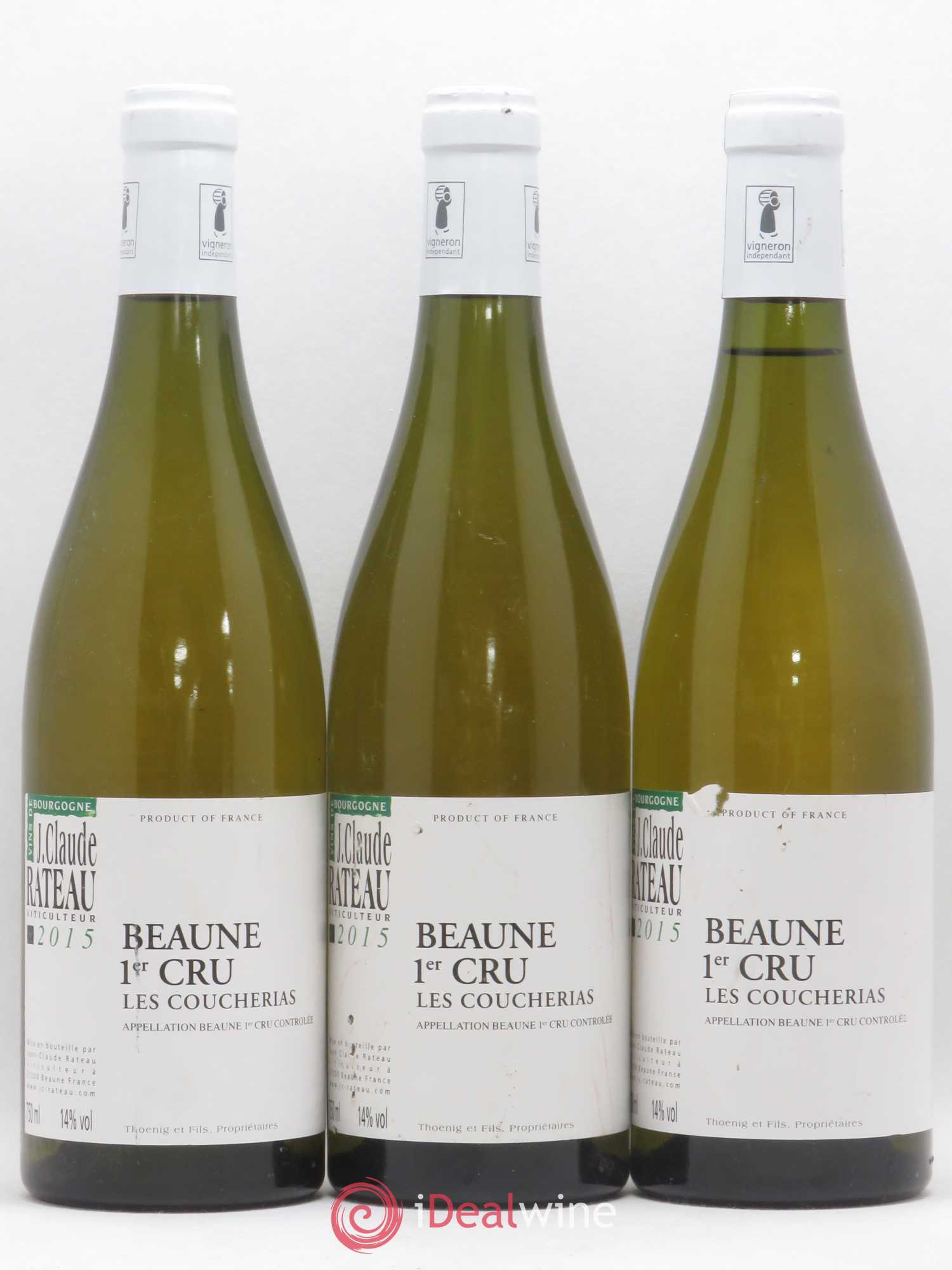 Beaune 1er Cru Les Coucherias Jean Claude Rateau 2015 - Posten von 3 Flaschen - 0