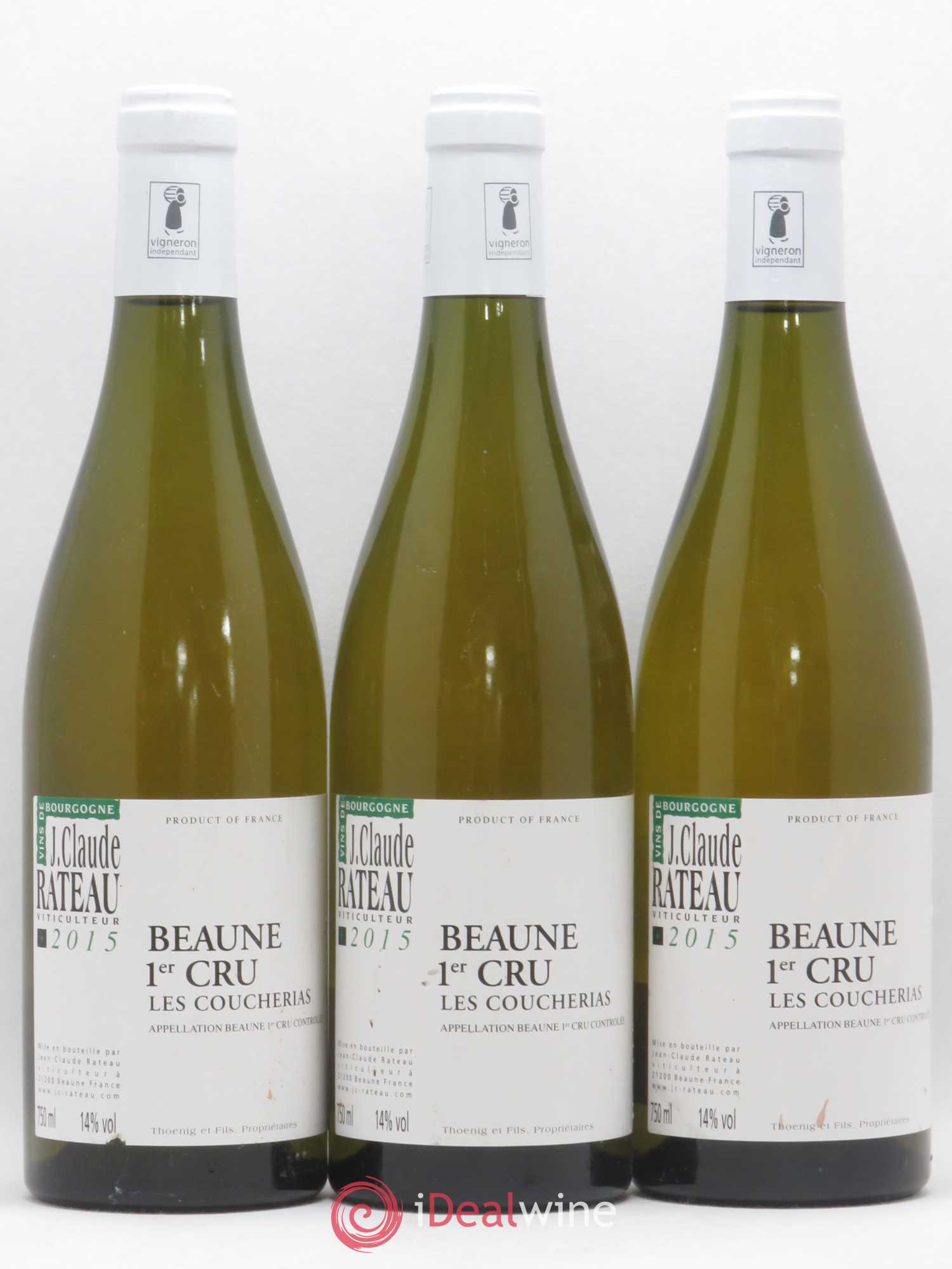 Beaune 1er Cru Les Coucherias Jean Claude Rateau 2015 - Posten von 3 Flaschen - 0