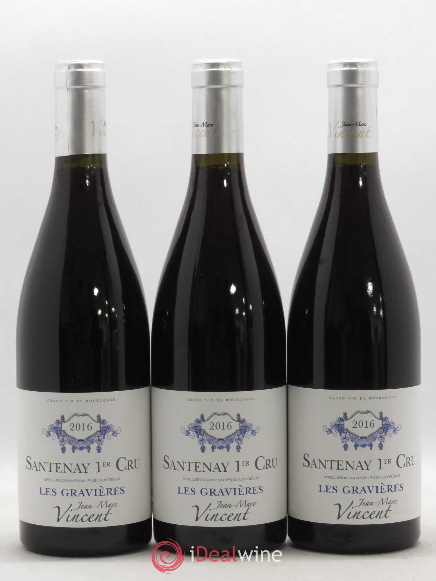 Santenay 1er Cru Gravieres JM. Vincent 2016 - Posten von 3 Flaschen - 0