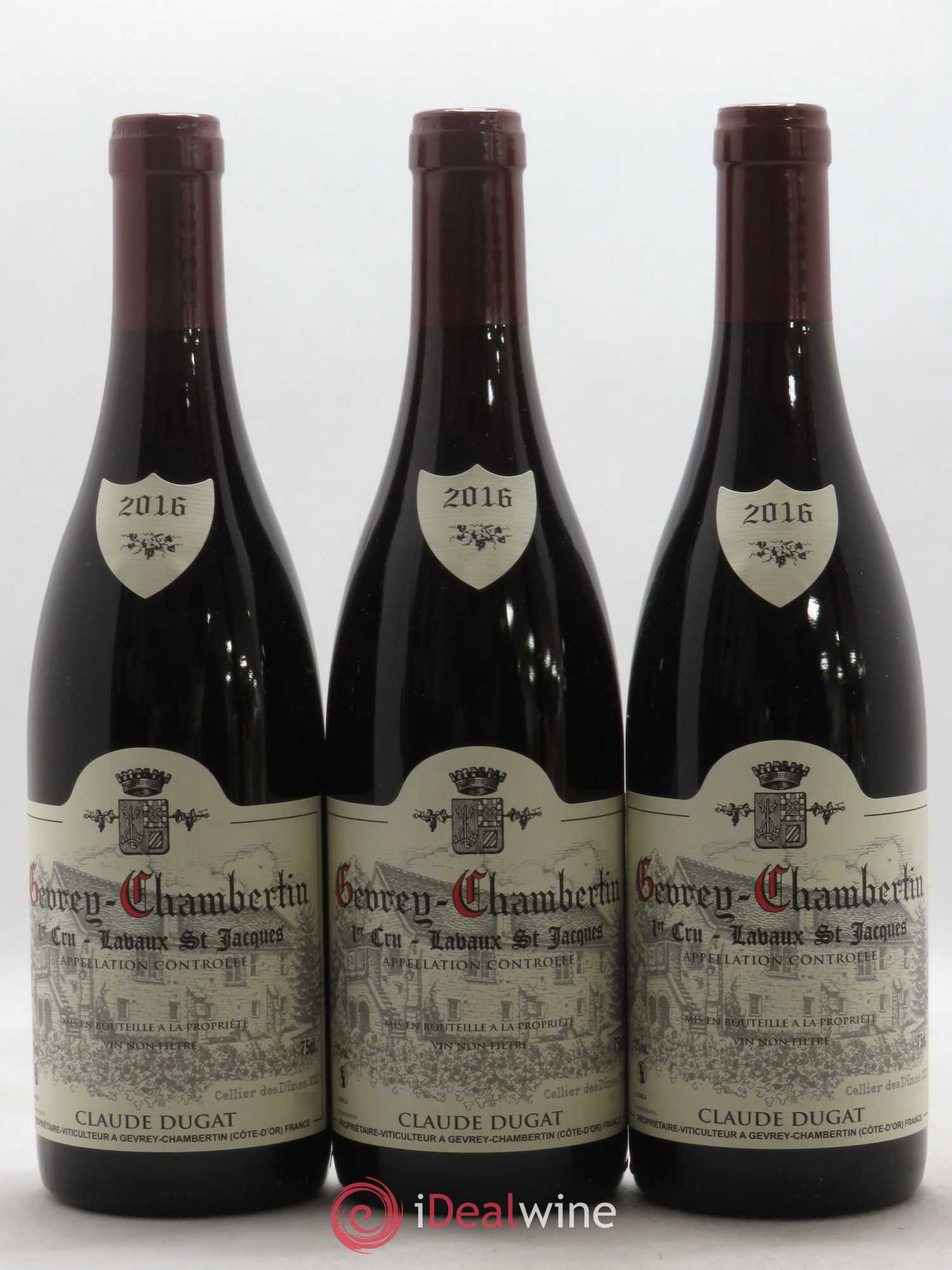 Gevrey-Chambertin 1er Cru Lavaux Saint-Jacques Claude Dugat 2016 - Lot de 3 bouteilles - 0