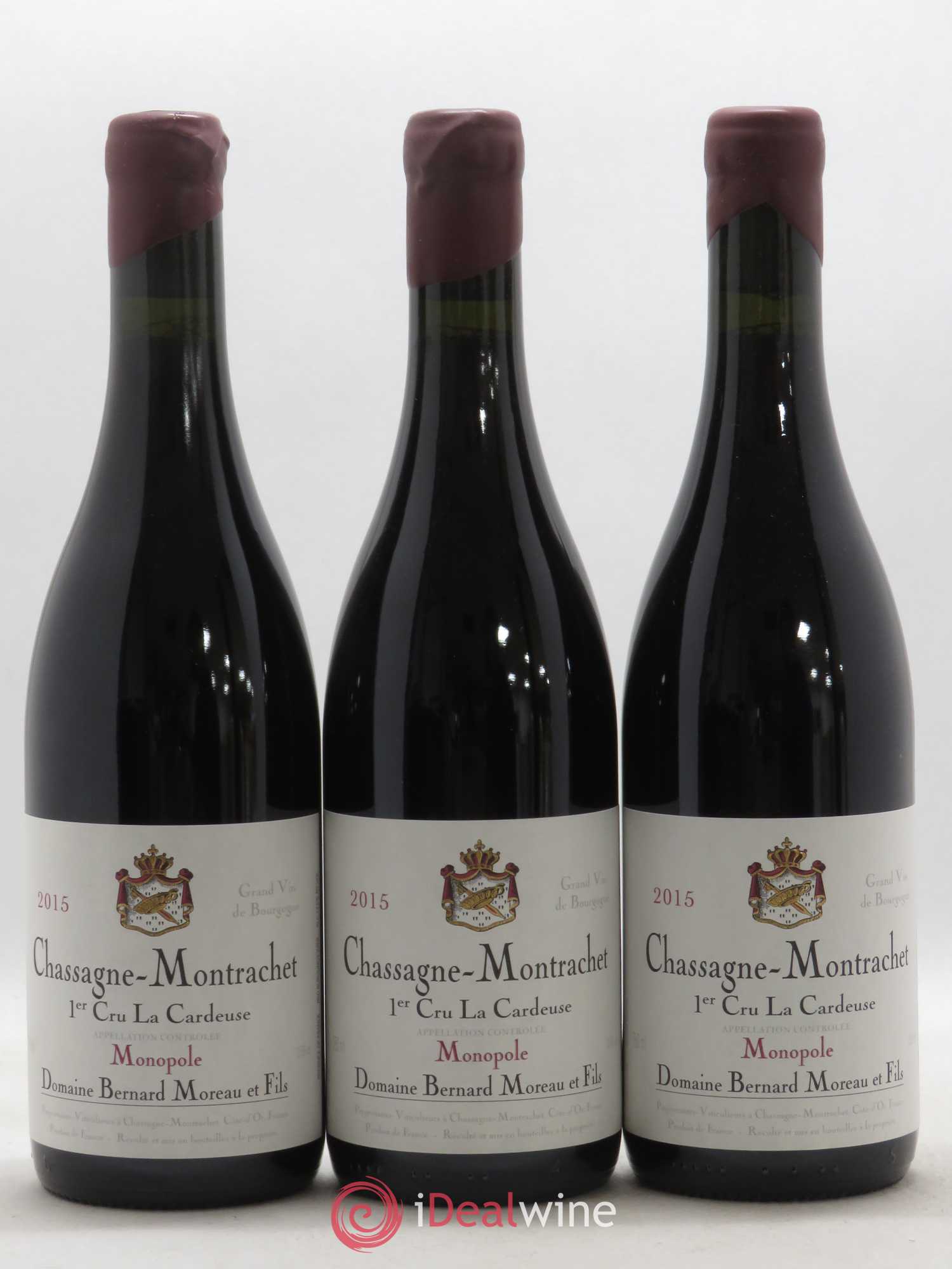 Chassagne-Montrachet 1er Cru La Cardeuse Domaine Bernard Moreau 2015 - Posten von 3 Flaschen - 0