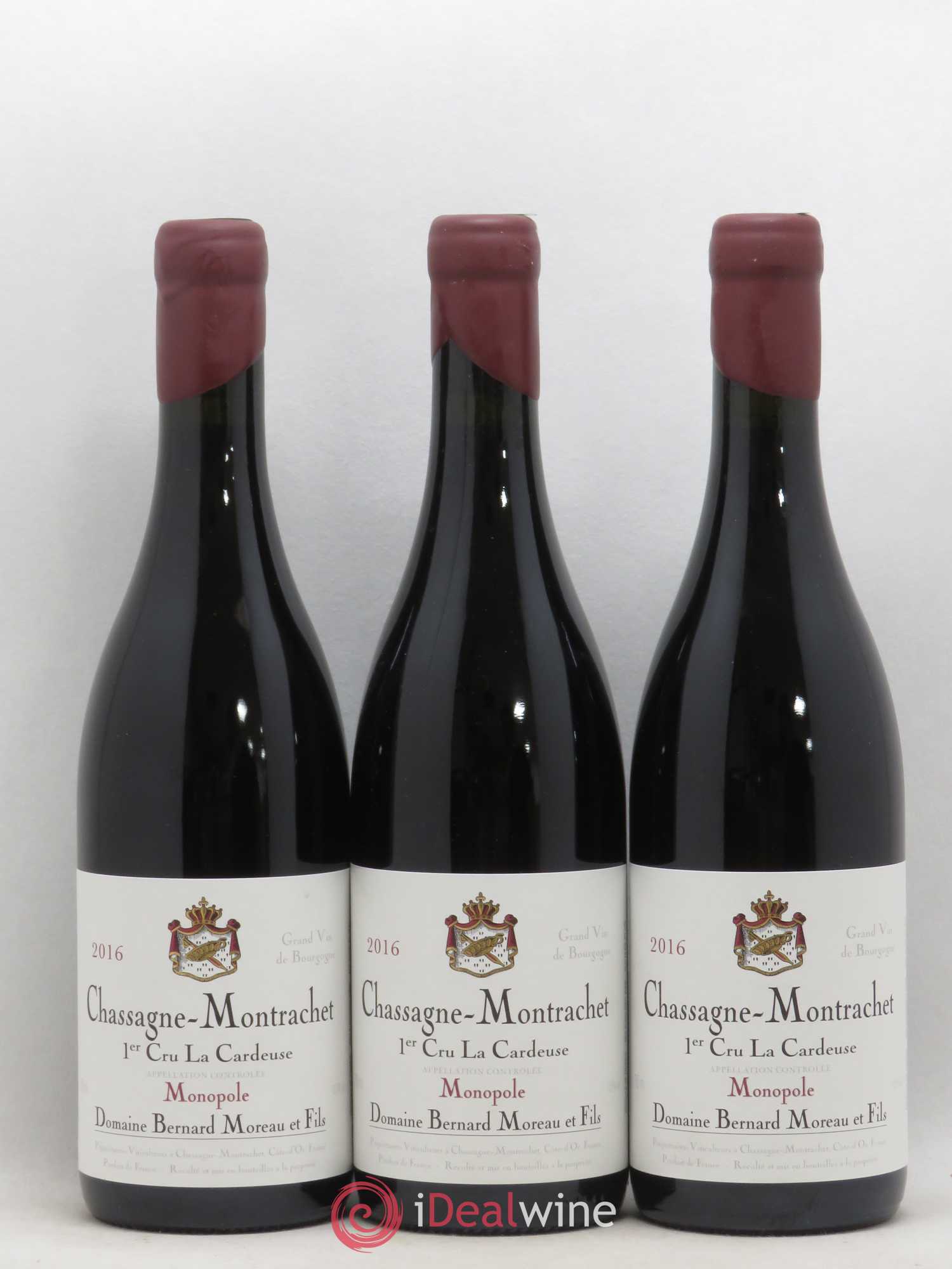 Chassagne-Montrachet 1er Cru La Cardeuse Bernard Moreau et Fils 2016 - Lot de 3 bouteilles - 0