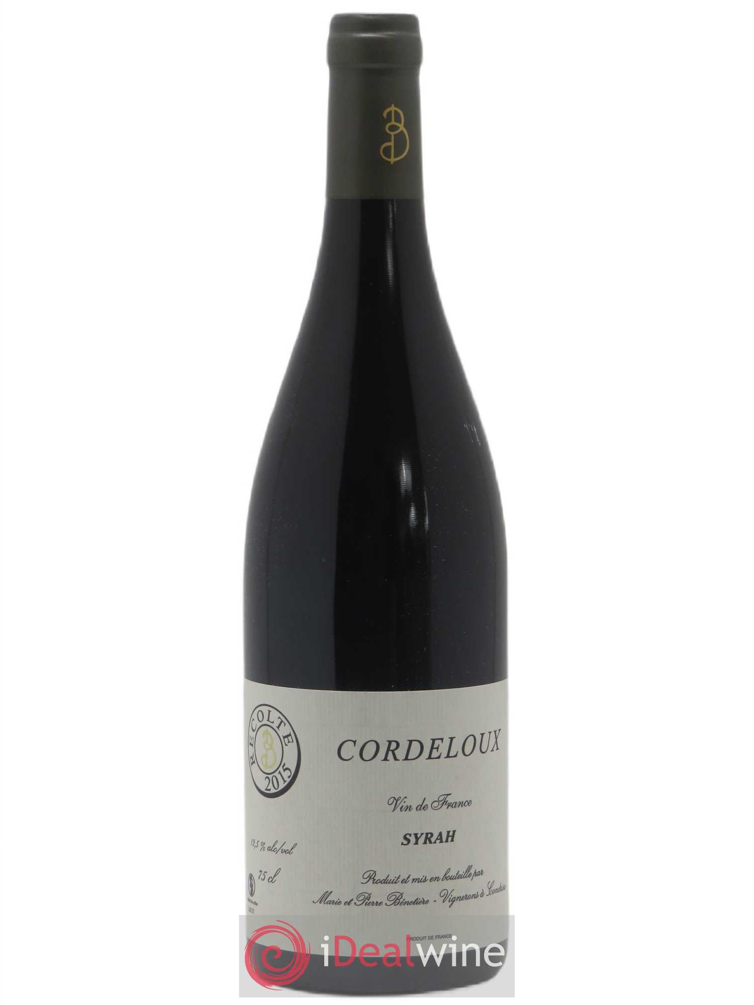 Vin de France Syrah Cordeloux Marie et Pierre Bénetière (Domaine) 2015 - Lot de 1 bouteille - 0
