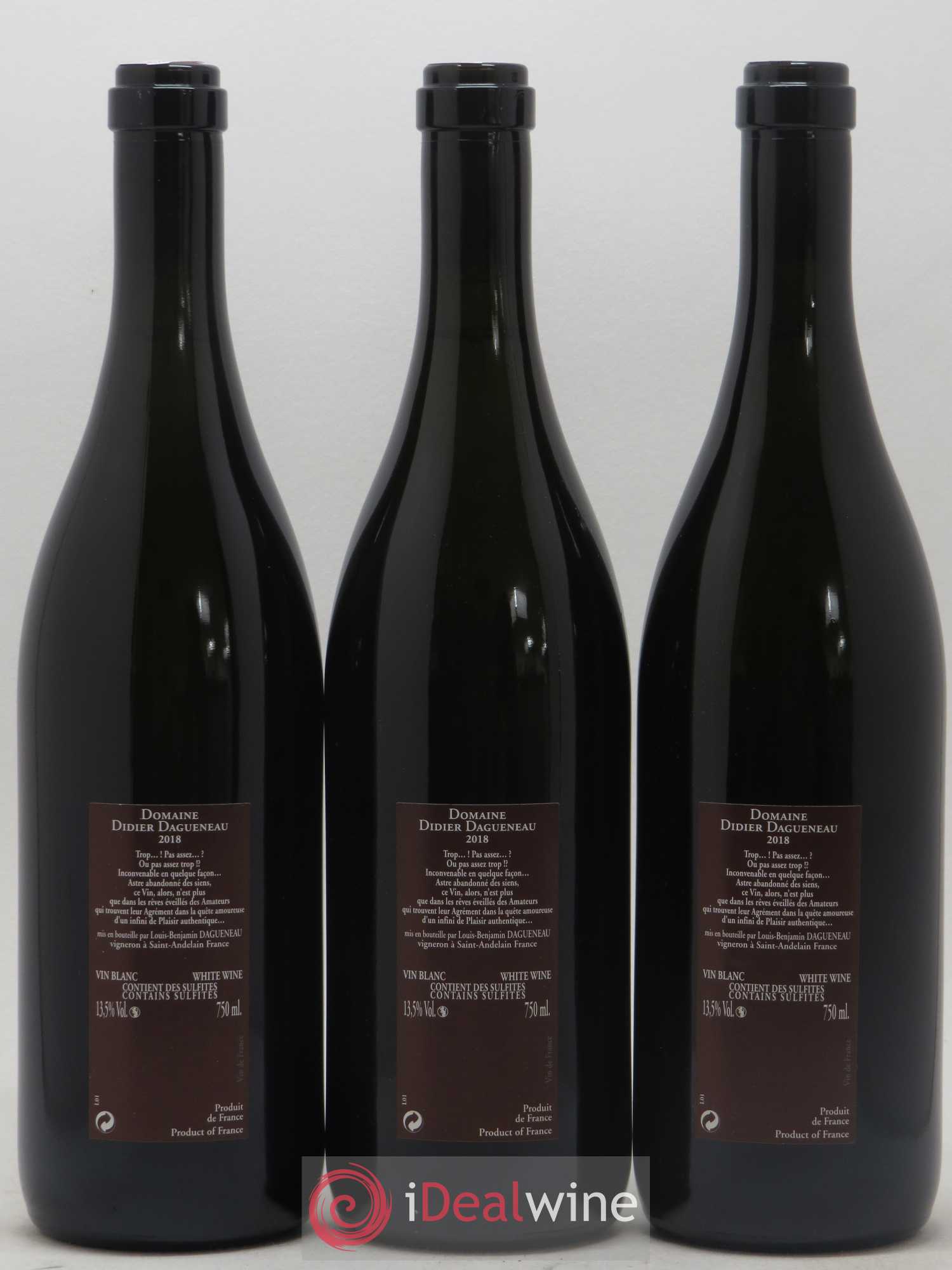 Vin de France (anciennement Pouilly-Fumé) Pur Sang Dagueneau (Domaine Didier - Louis-Benjamin) 2018 - Lot de 3 bouteilles - 1