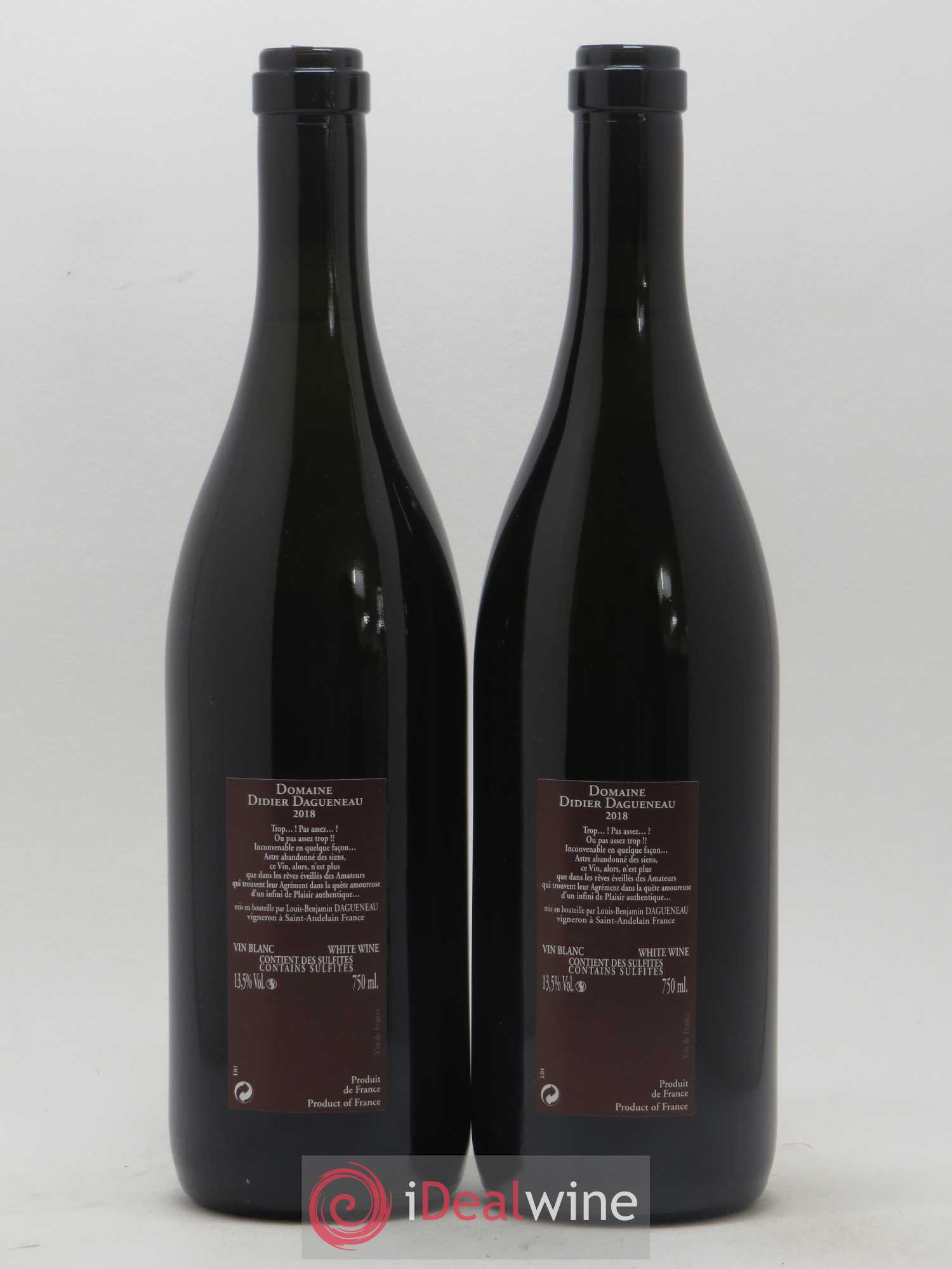 Vin de France (anciennement Pouilly-Fumé) Pur Sang Dagueneau (Domaine Didier - Louis-Benjamin) 2018 - Lot de 2 bouteilles - 1