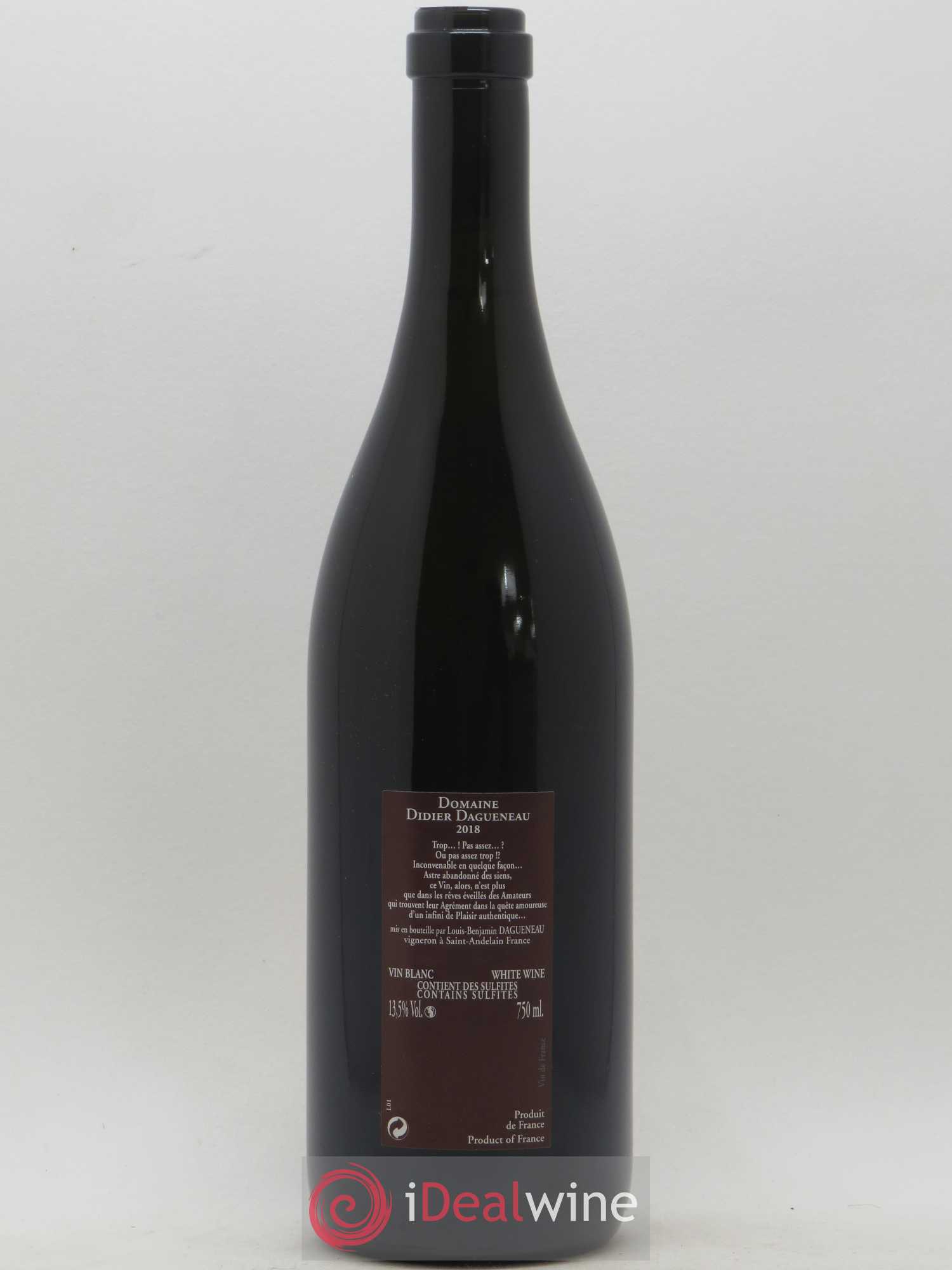 Vin de France (anciennement Pouilly-Fumé) Pur Sang Dagueneau (Domaine Didier - Louis-Benjamin) 2018 - Lot de 1 bouteille - 1