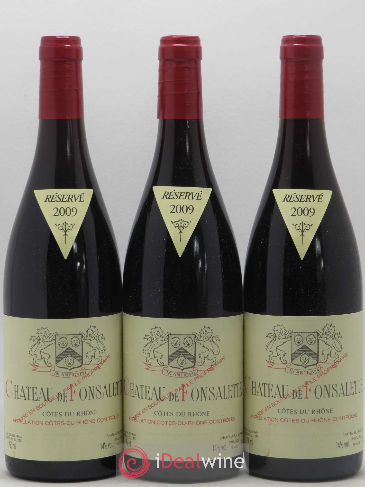 Côtes-du-Rhône Château de Fonsalette Emmanuel Reynaud 2009 - Lot de 3 bouteilles - 0