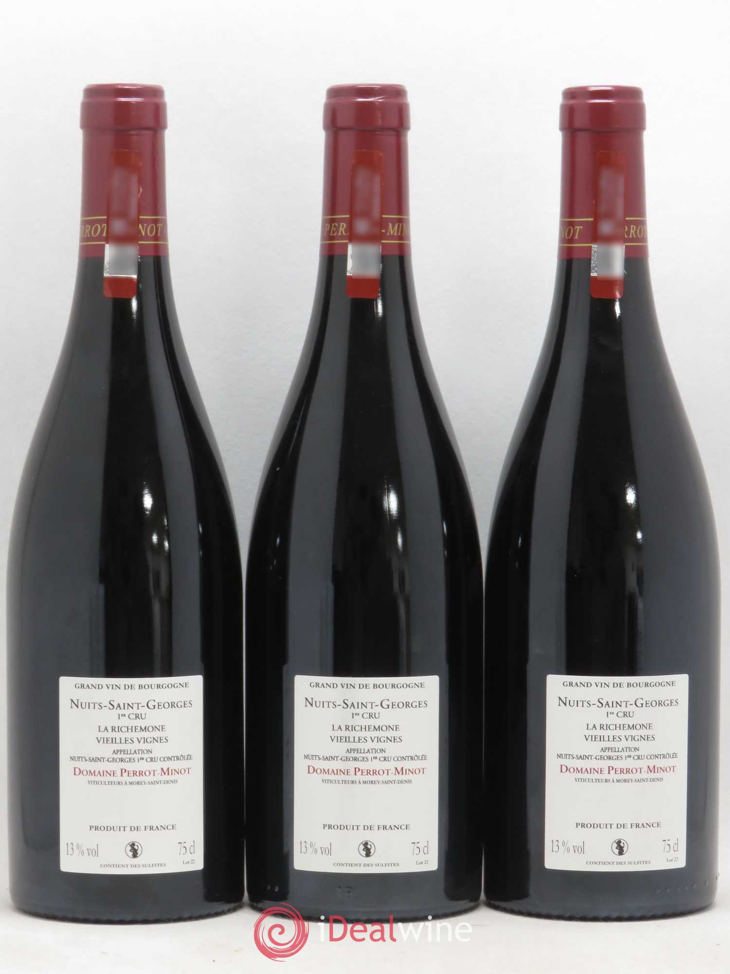 Nuits-Saint-Georges 1er Cru La Richemone Vieilles Vignes Perrot-Minot 2011 - Lot de 3 bouteilles - 1