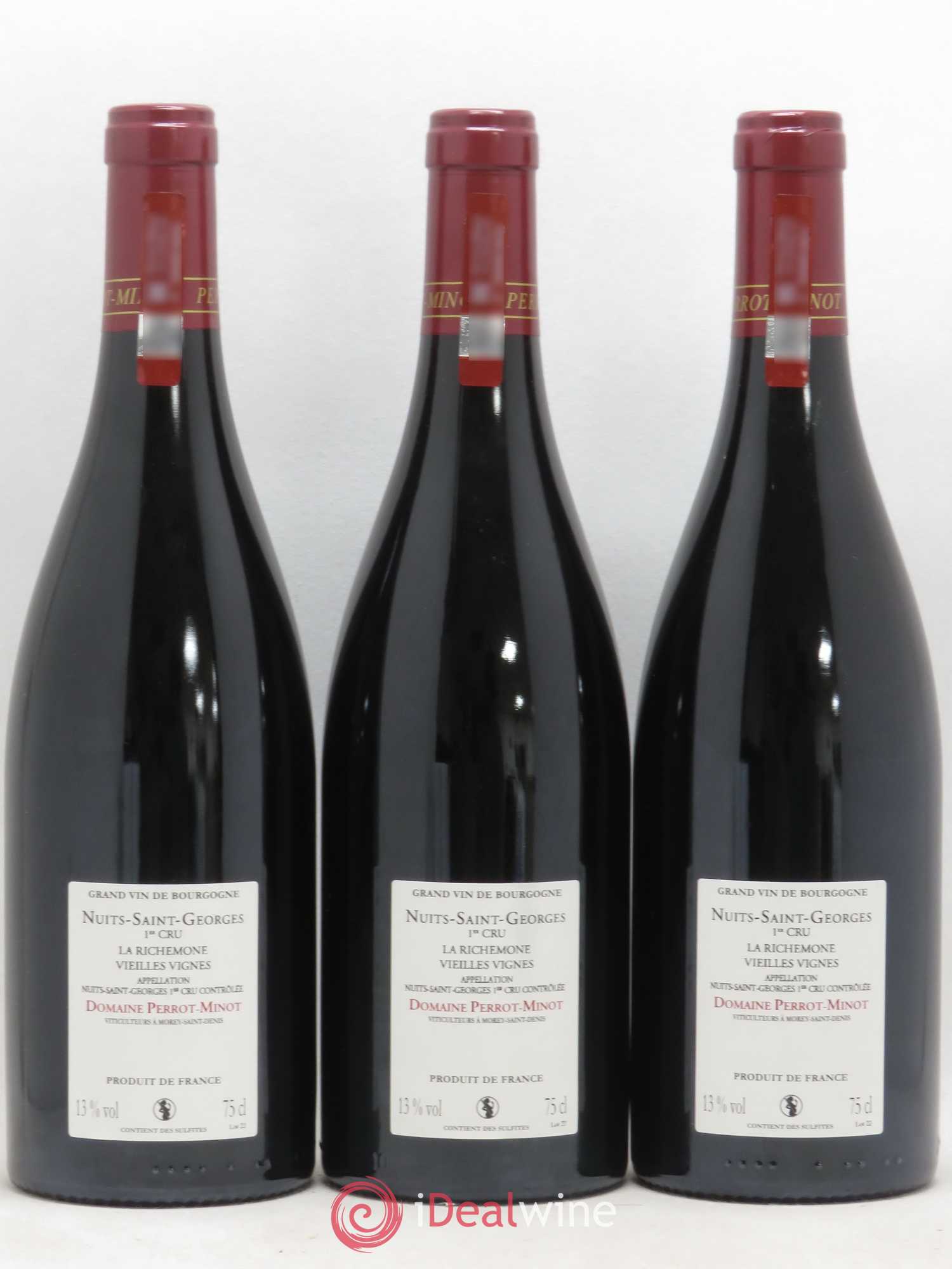 Nuits-Saint-Georges 1er Cru La Richemone Vieilles Vignes Perrot-Minot 2011 - Lot de 3 bouteilles - 1