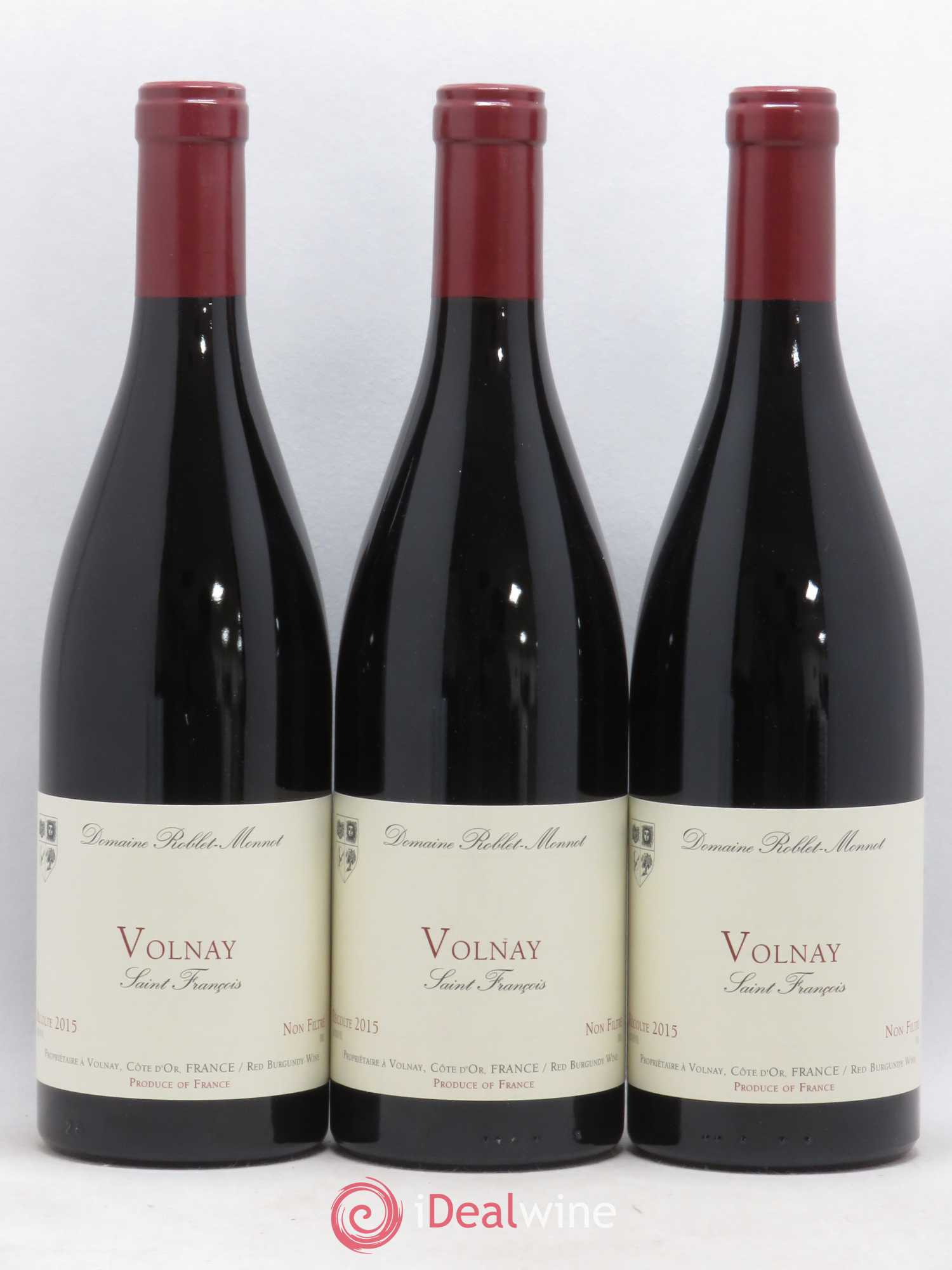 Volnay Saint François Roblet Monnot 2015 - Lot de 3 bouteilles - 0