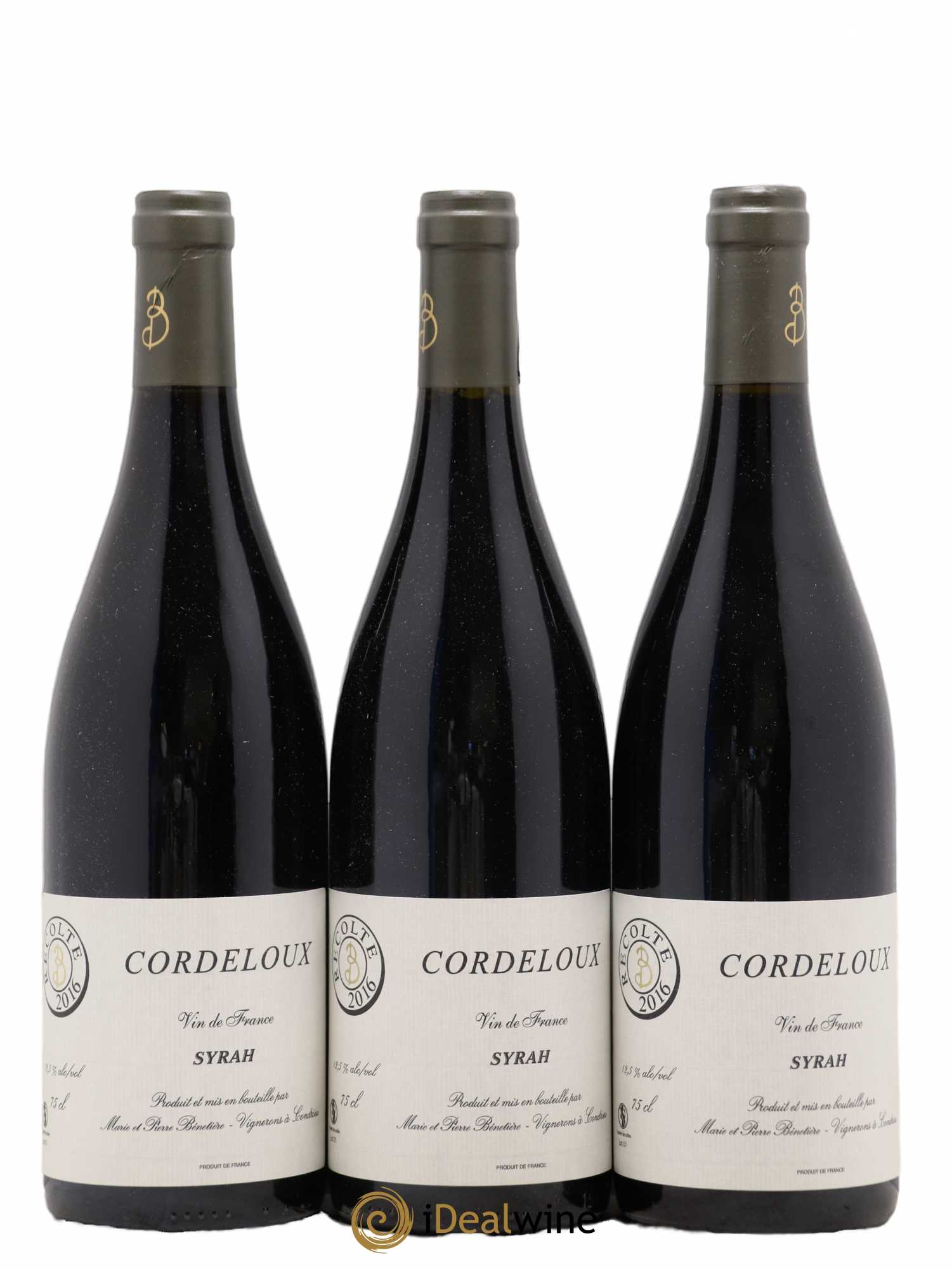 Vin de France Syrah Cordeloux Marie et Pierre Bénetière (Domaine) 2016 - Lot de 3 bouteilles - 0