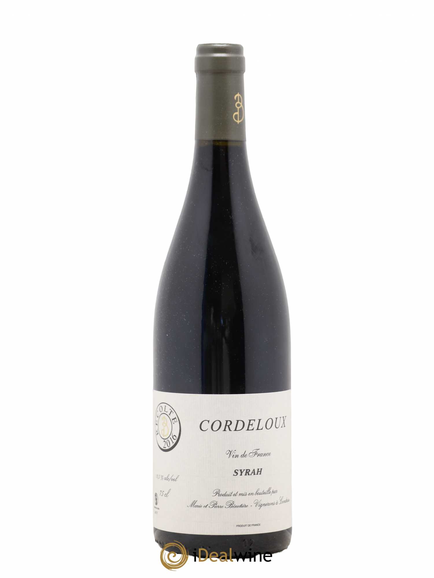 Vin de France Syrah Cordeloux Marie et Pierre Bénetière (Domaine) 2016 - Lot de 1 bouteille - 0