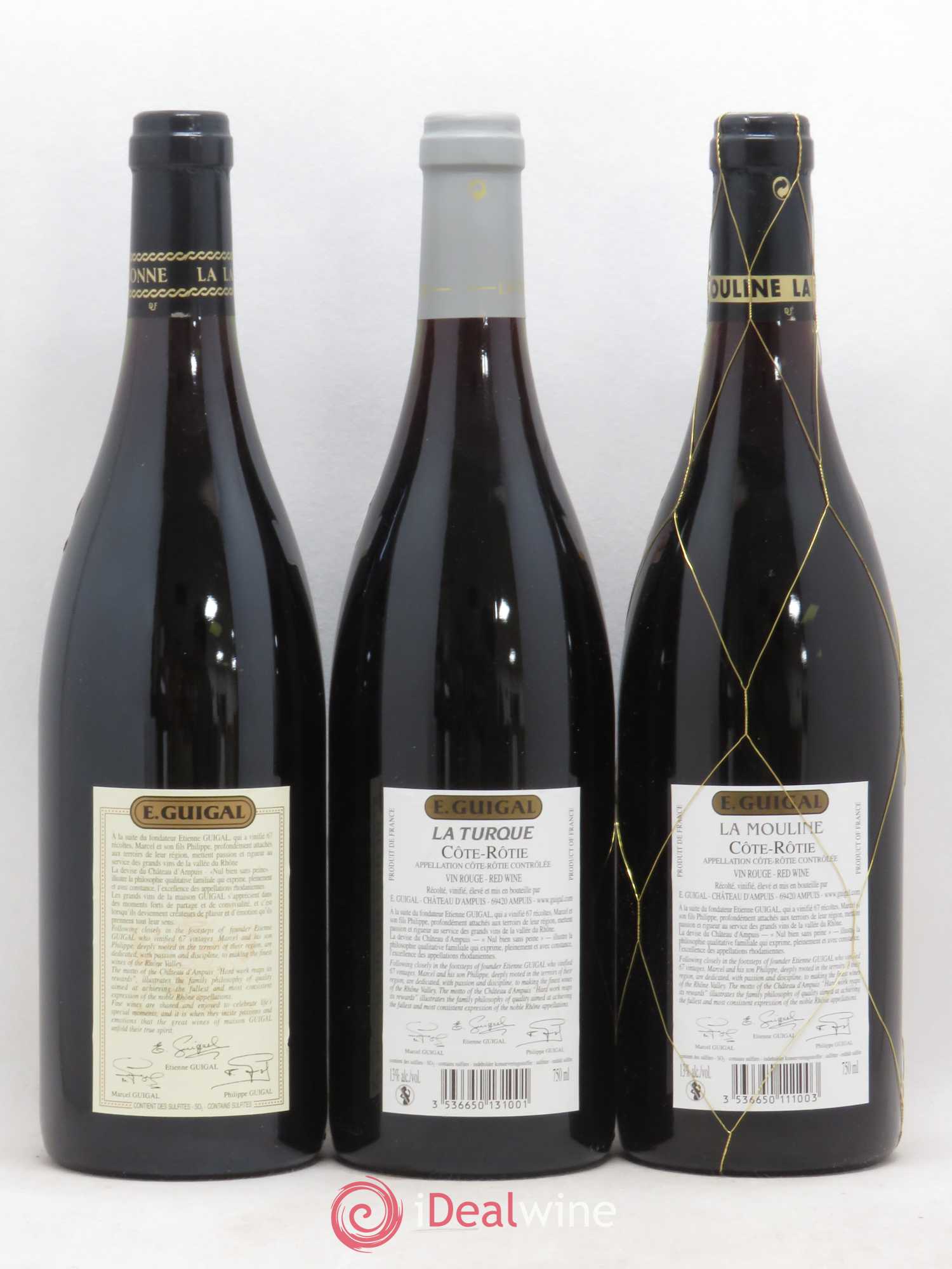 Côte-Rôtie Guigal Trilogie La Turque - La Landonne - La Mouline 2001 - Lot of 3 bottles - 1