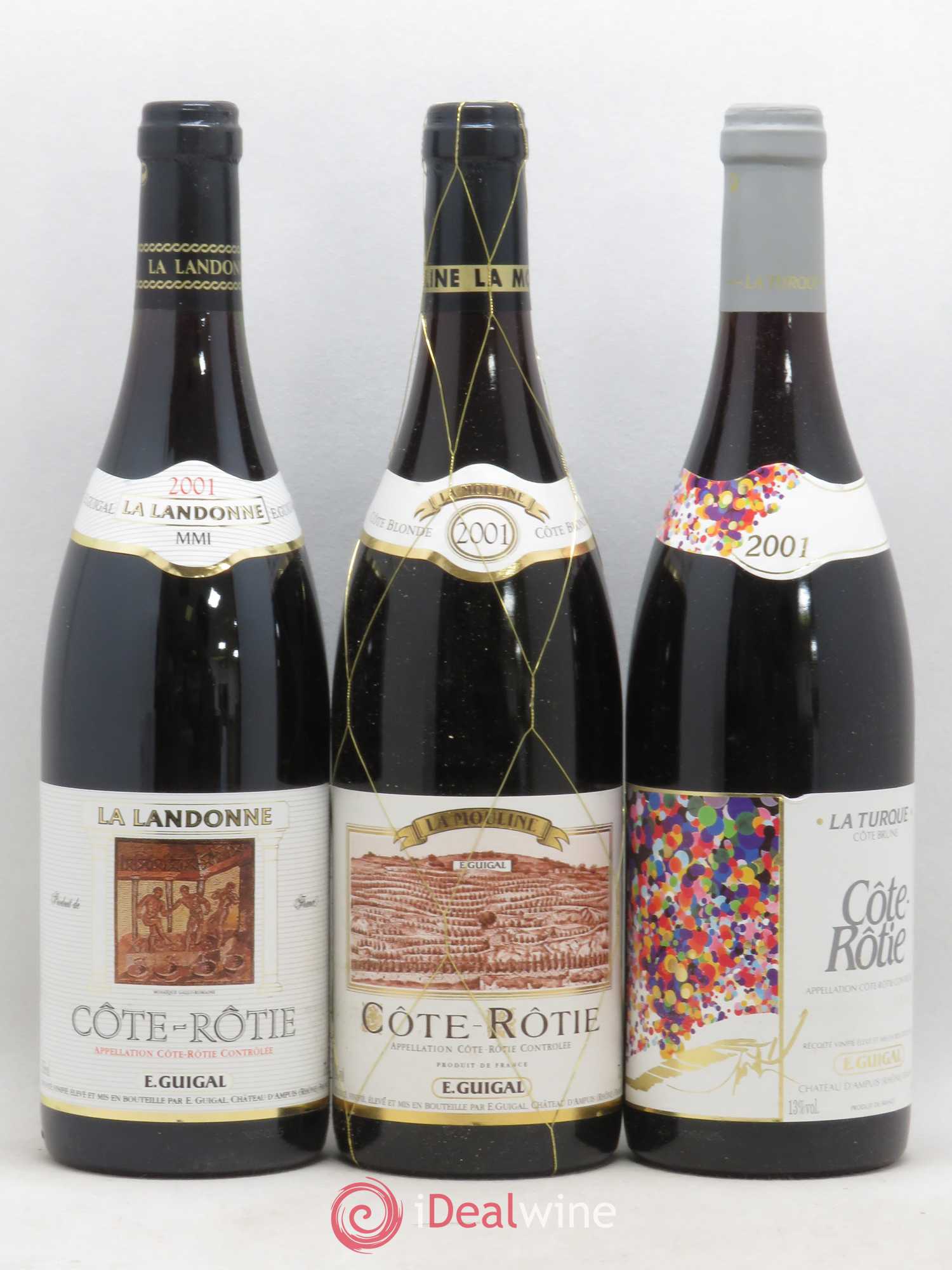 Côte-Rôtie Guigal Trilogie La Turque - La Landonne - La Mouline 2001 - Lot de 3 bouteilles - 0