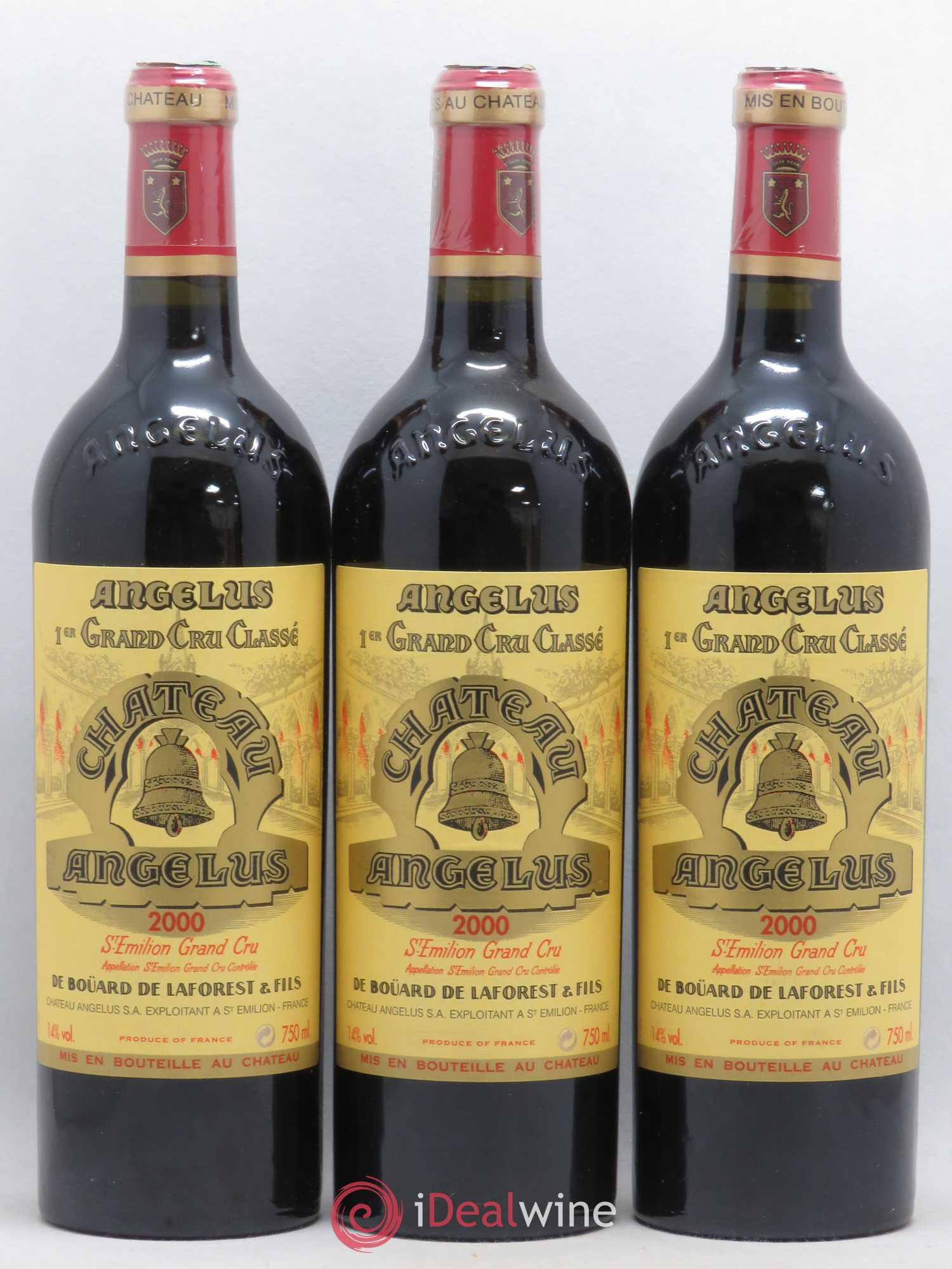 Château Angélus 1er Grand Cru Classé A 2000 - Lot de 3 bouteilles - 0