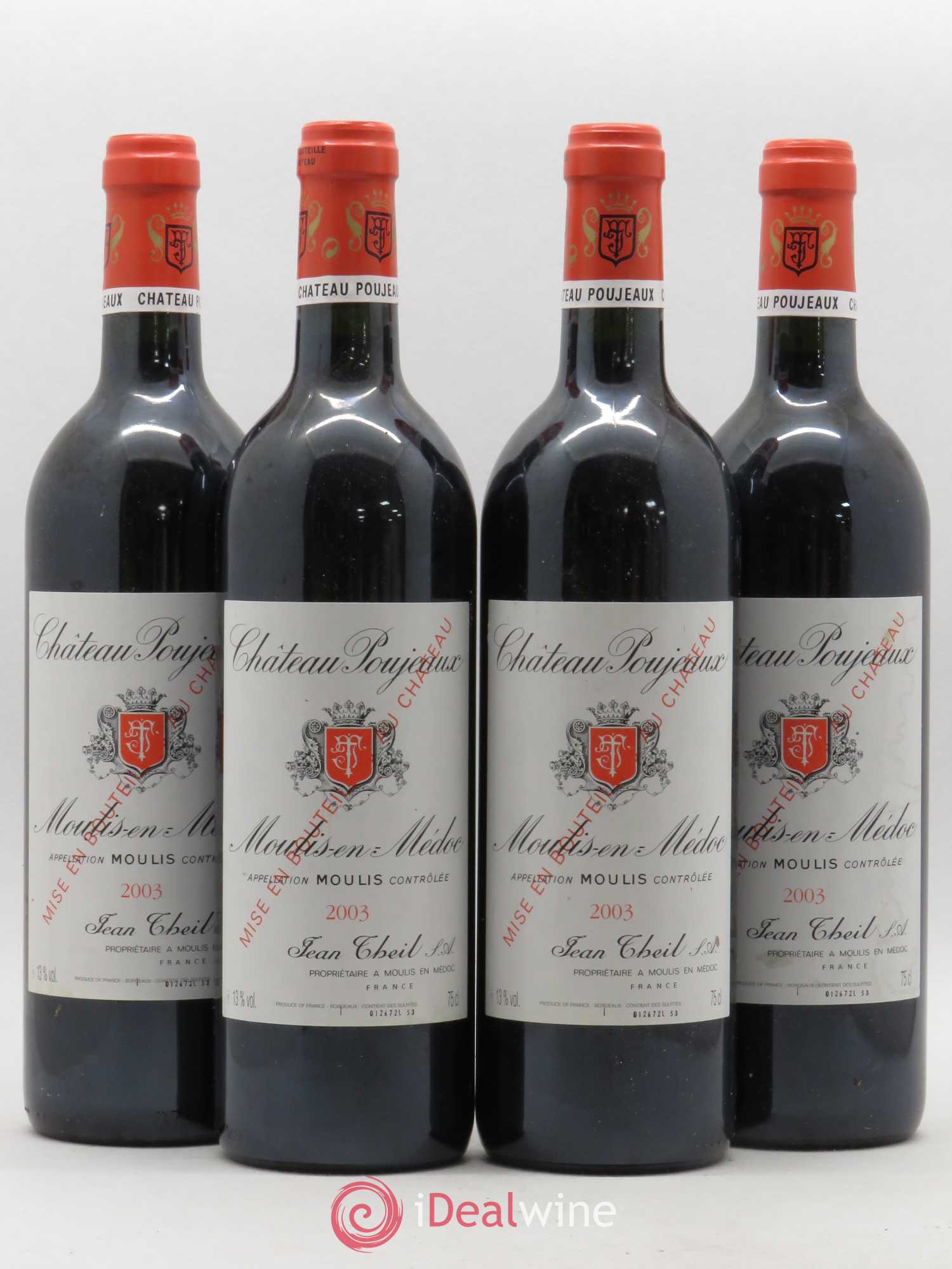 Château Poujeaux 2003 - Lot de 4 bouteilles - 0