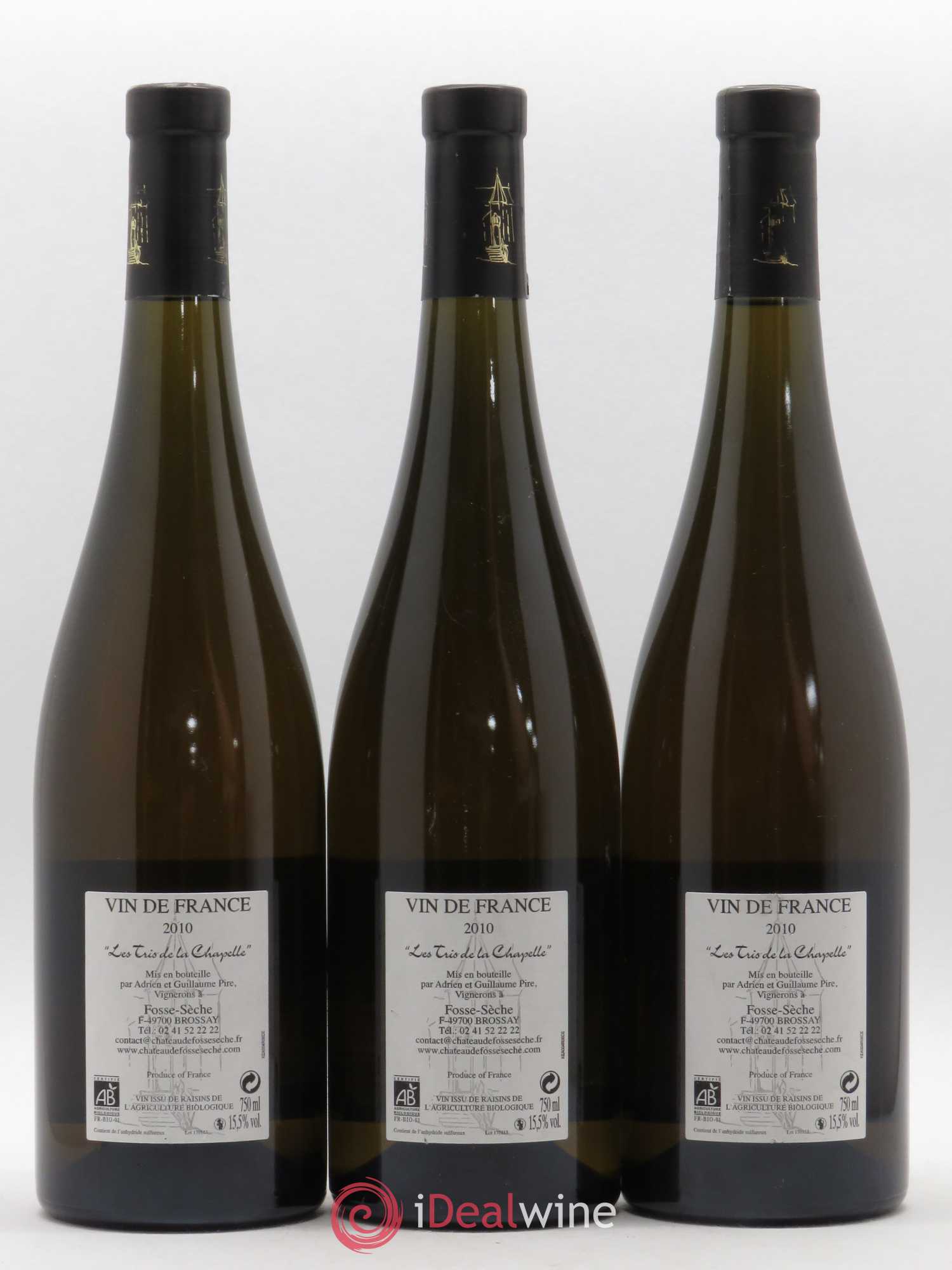 Vin de France Les Tris de la Chapellle Château de Fosse-Sèche 2010 - Lot de 3 bouteilles - 1