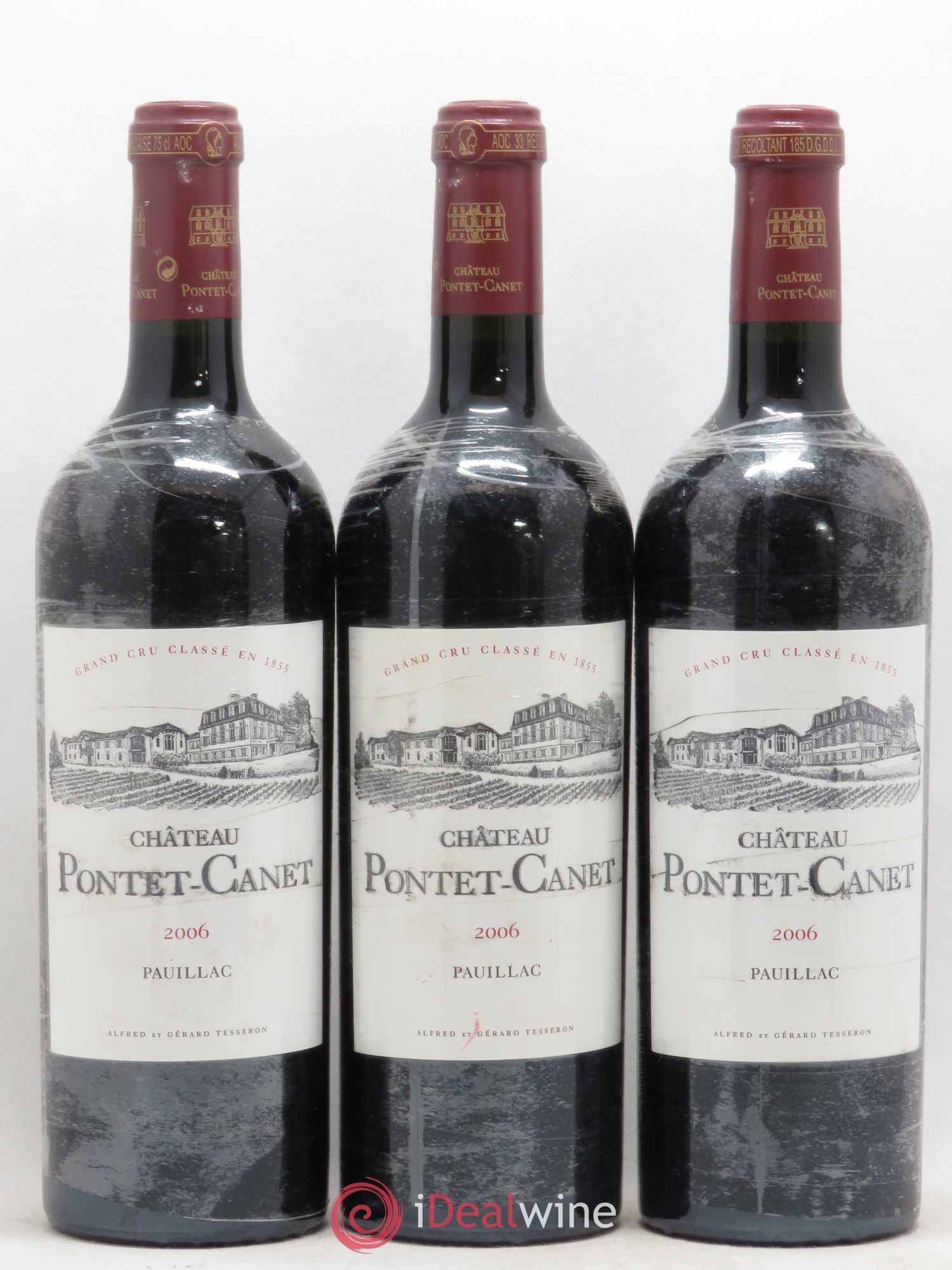 Château Pontet Canet 5ème Grand Cru Classé 2006 - Lot de 3 bouteilles - 0