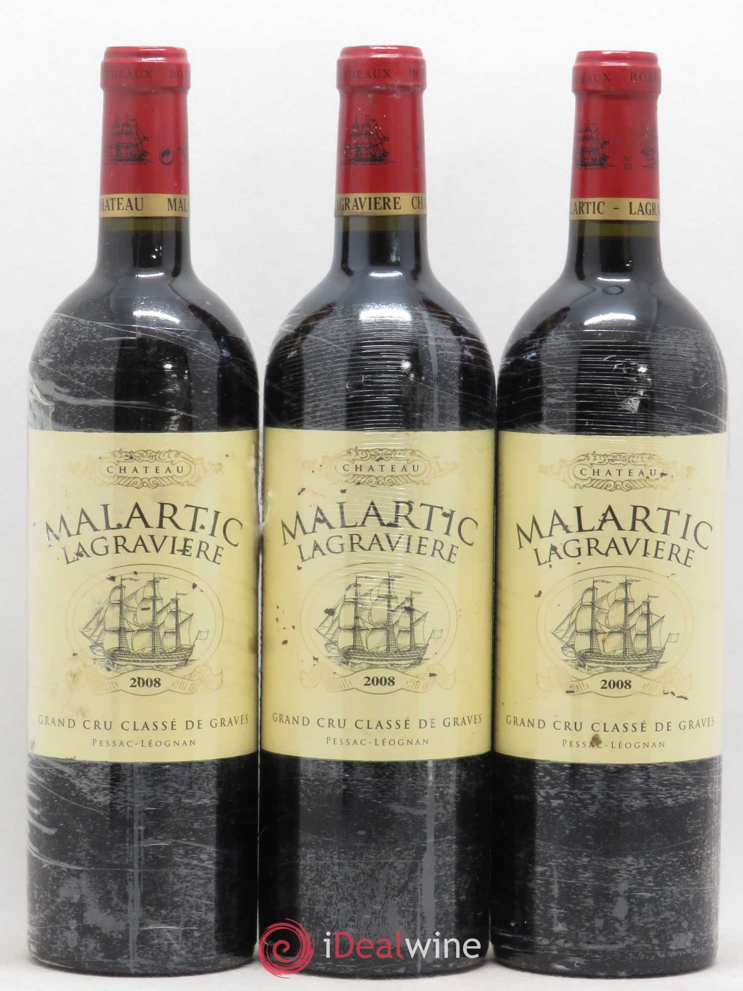 Château Malartic-Lagravière Cru Classé de Graves 2008 - Lot de 3 bouteilles - 0