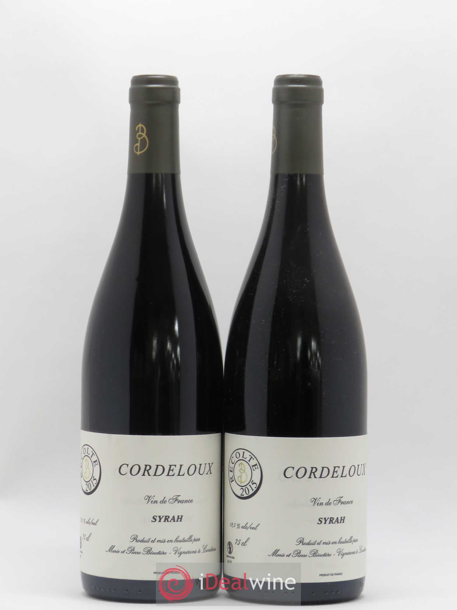 Vin de France Syrah Cordeloux Marie et Pierre Bénetière (Domaine) 2015 - Lot de 2 bouteilles - 0