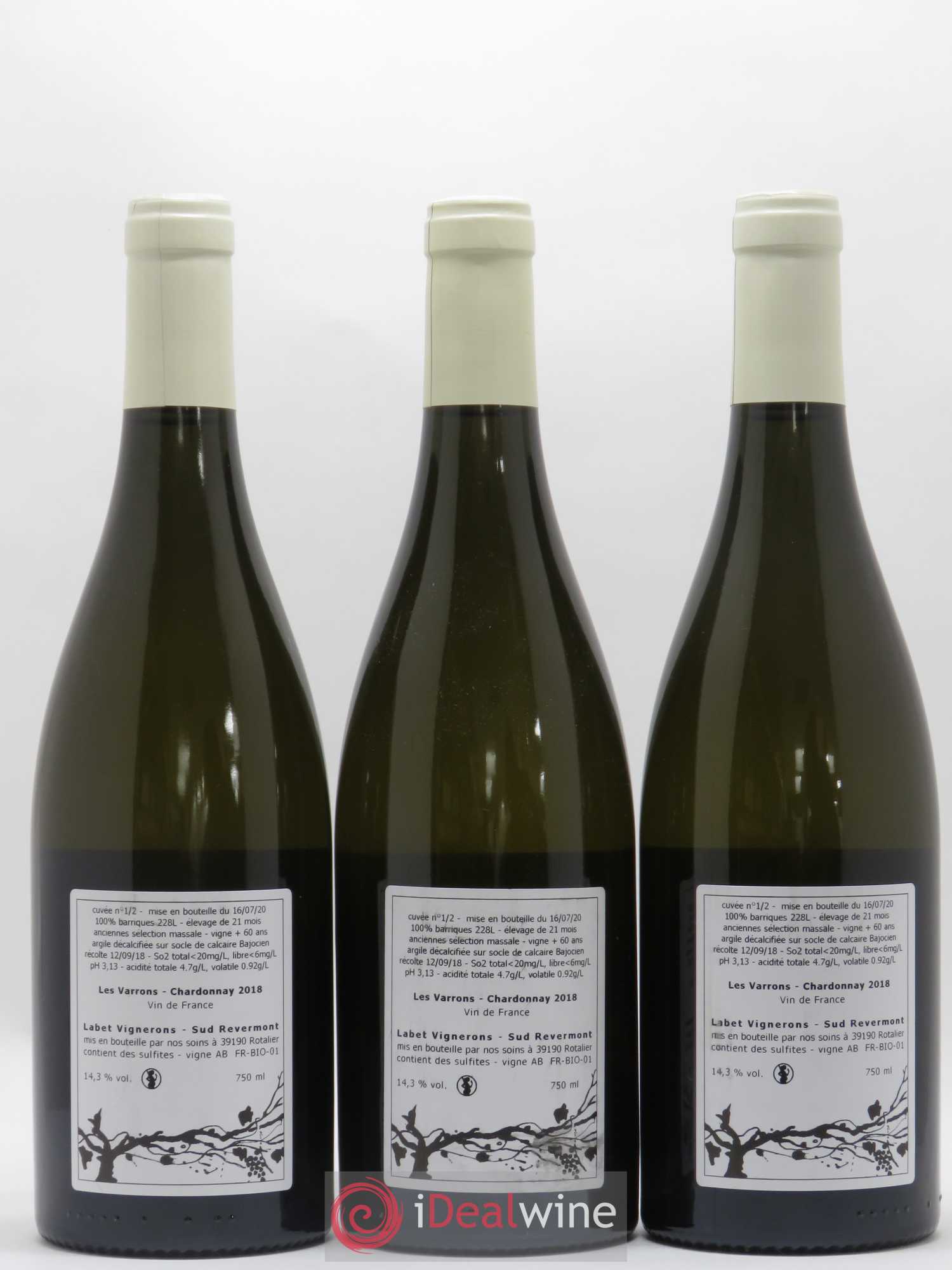 Vin de France Chardonnay Les Varrons Domaine Labet 2018 - Posten von 3 Flaschen - 1