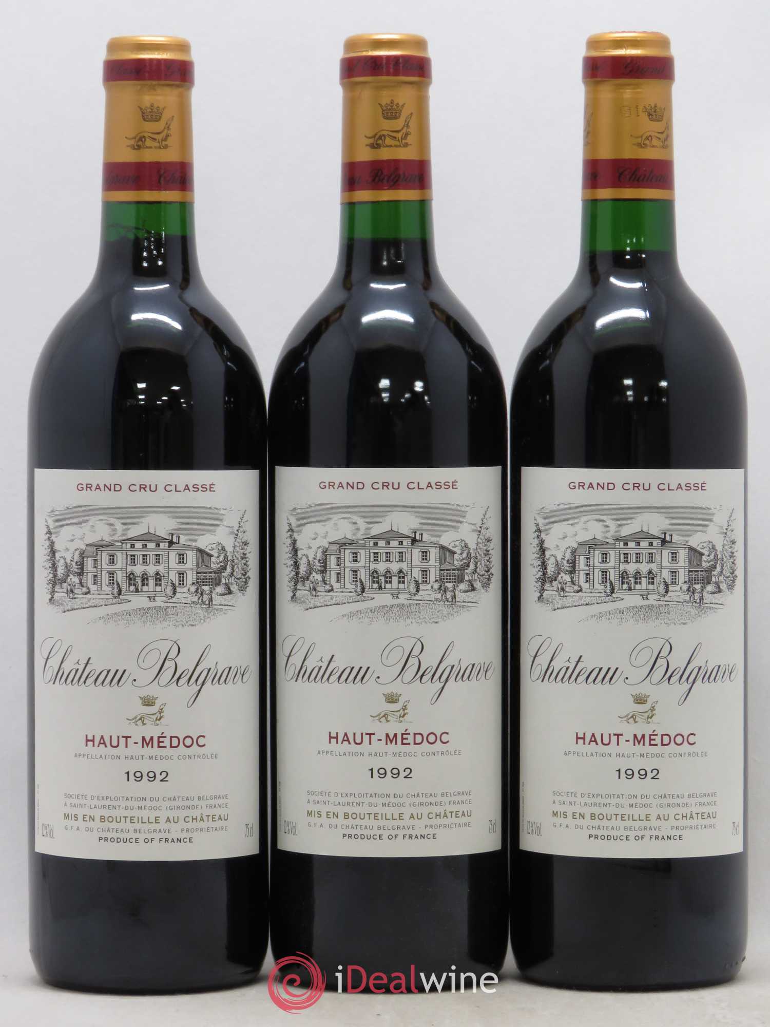 Château Belgrave 5ème Grand Cru Classé 1992 - Lot de 3 bouteilles - 0