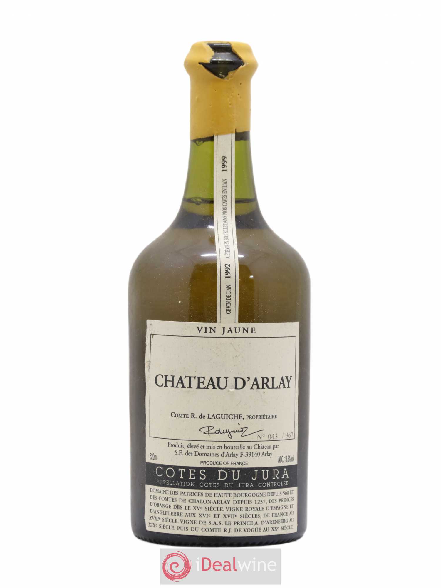 Côtes du Jura Vin jaune Château d'Arlay 1992 - Lot de 1 bouteille - 0