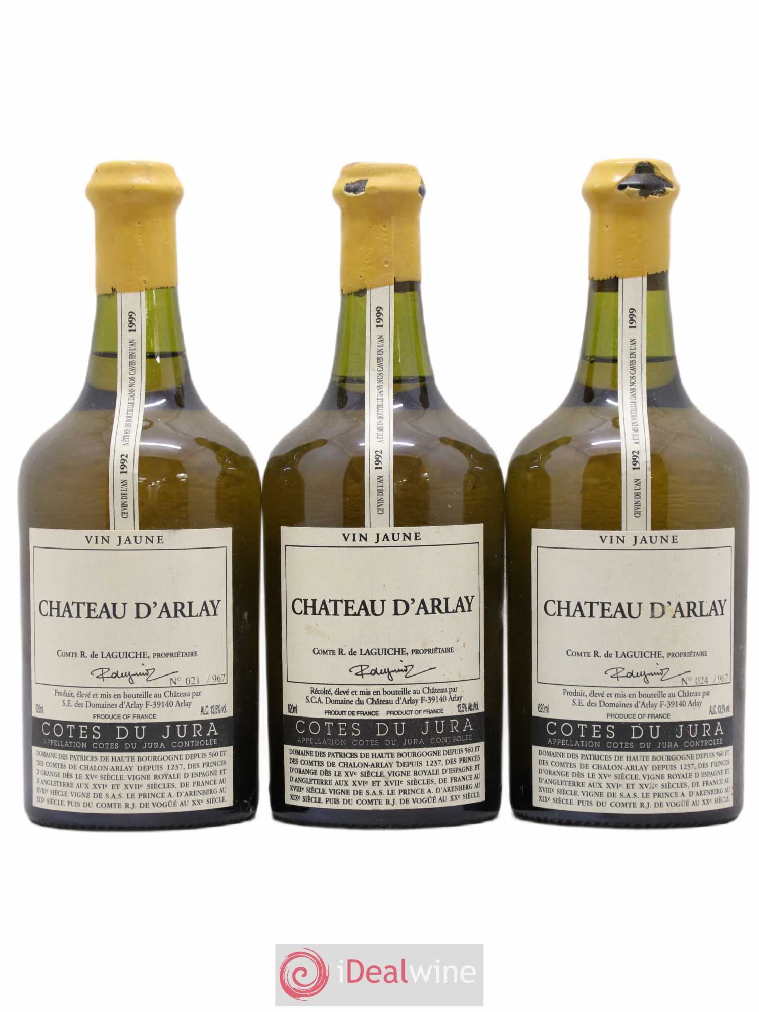 Côtes du Jura Vin jaune Château d'Arlay 1992 - Lot de 3 bouteilles - 0