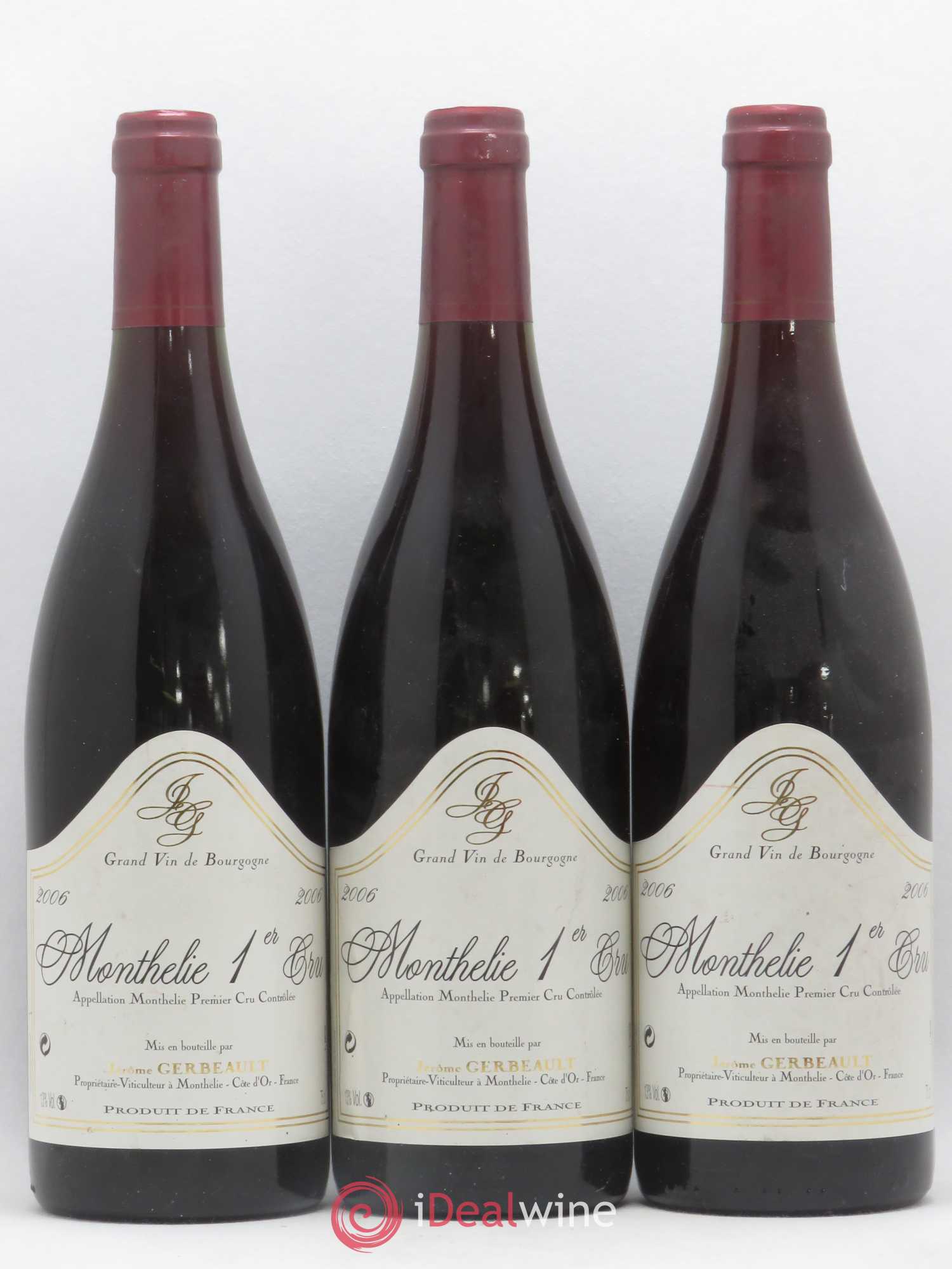 Monthélie 1er Cru Jerôme Gerbeault 2006 - Lot de 3 bouteilles - 0
