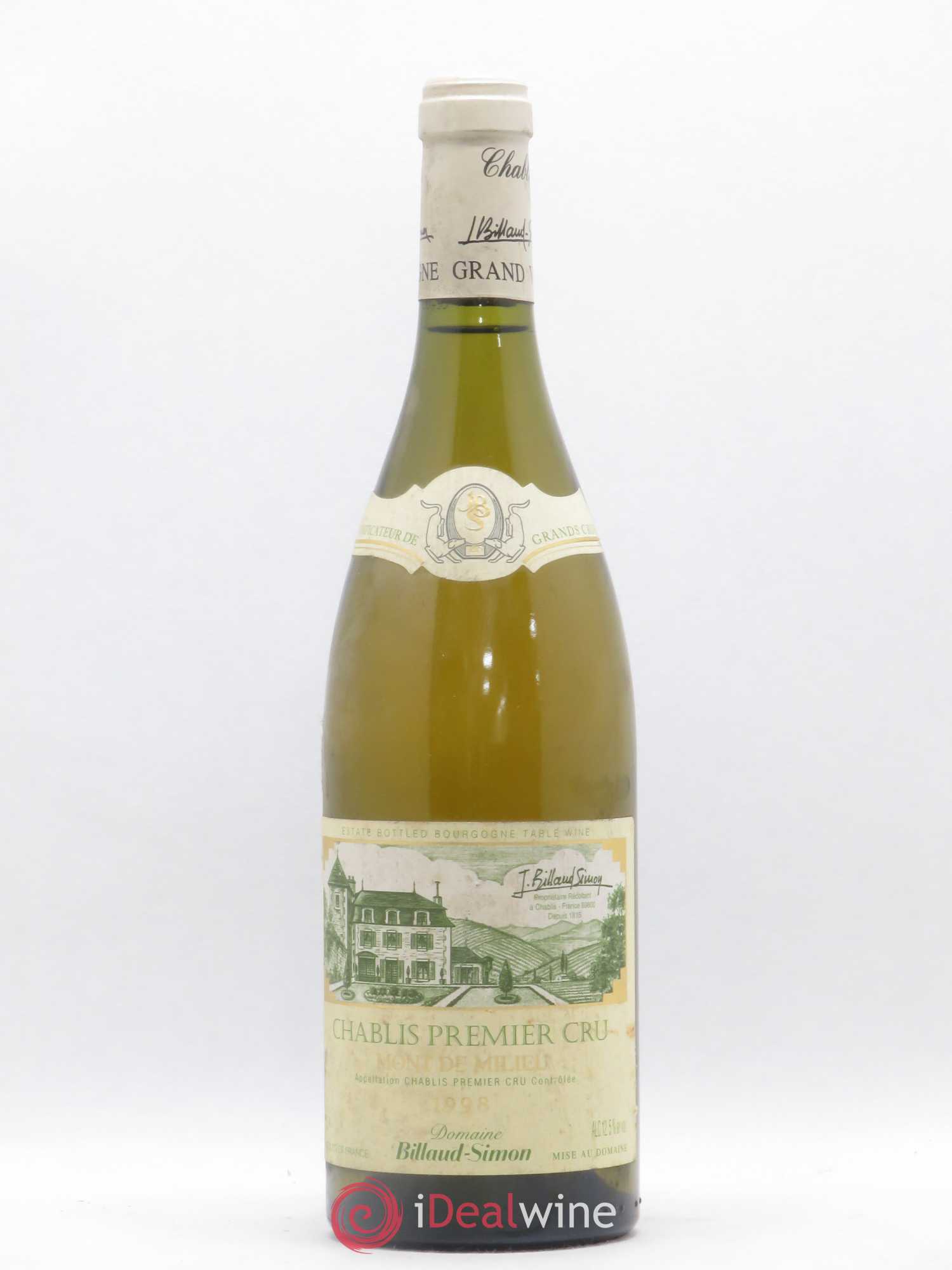 Chablis 1er Cru Mont de Milieu Billaud-Simon (Domaine) 1998 - Lot de 1 bouteille - 0