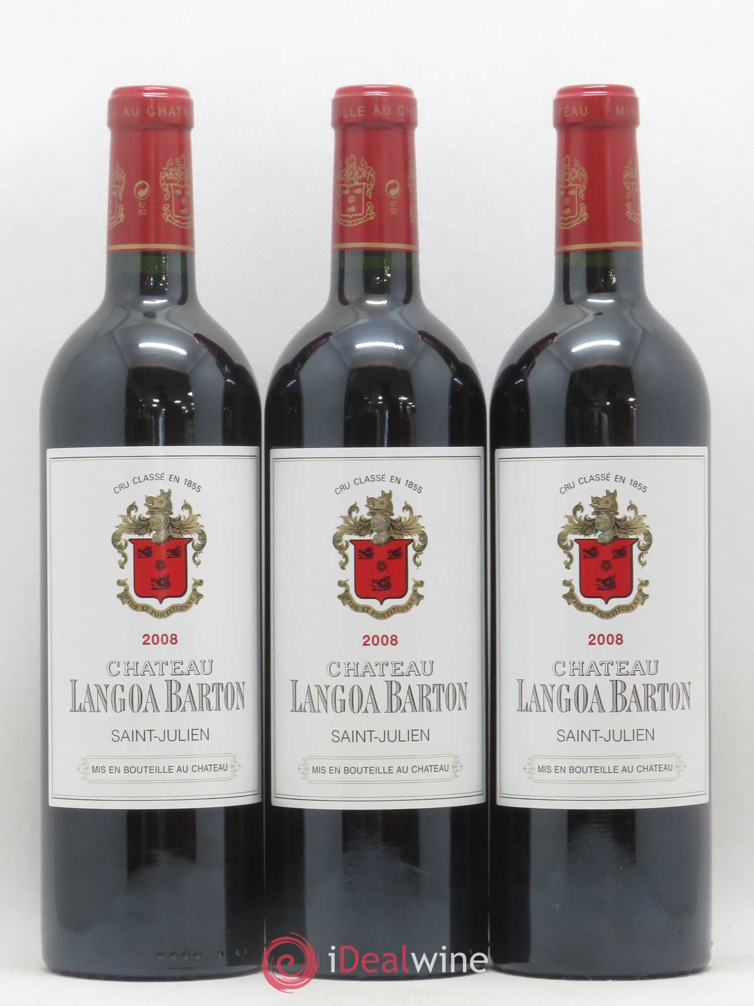 Château Langoa Barton 3ème Grand Cru Classé 2008 - Lot de 3 bouteilles - 0