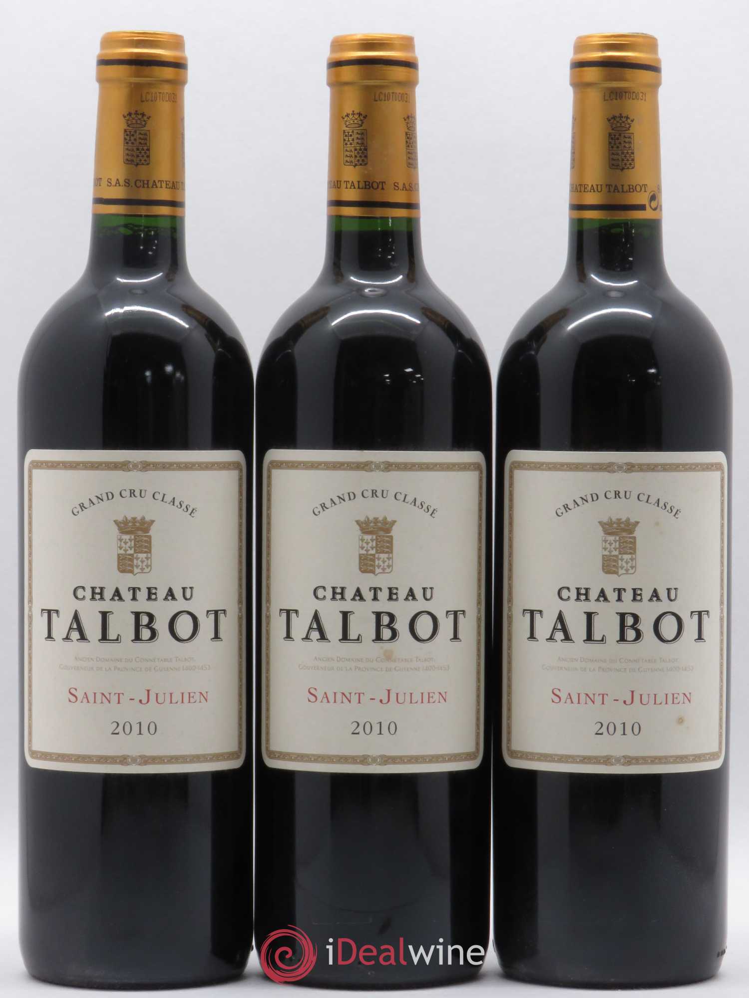 Château Talbot 4ème Grand Cru Classé 2010 - Lot de 3 bouteilles - 0