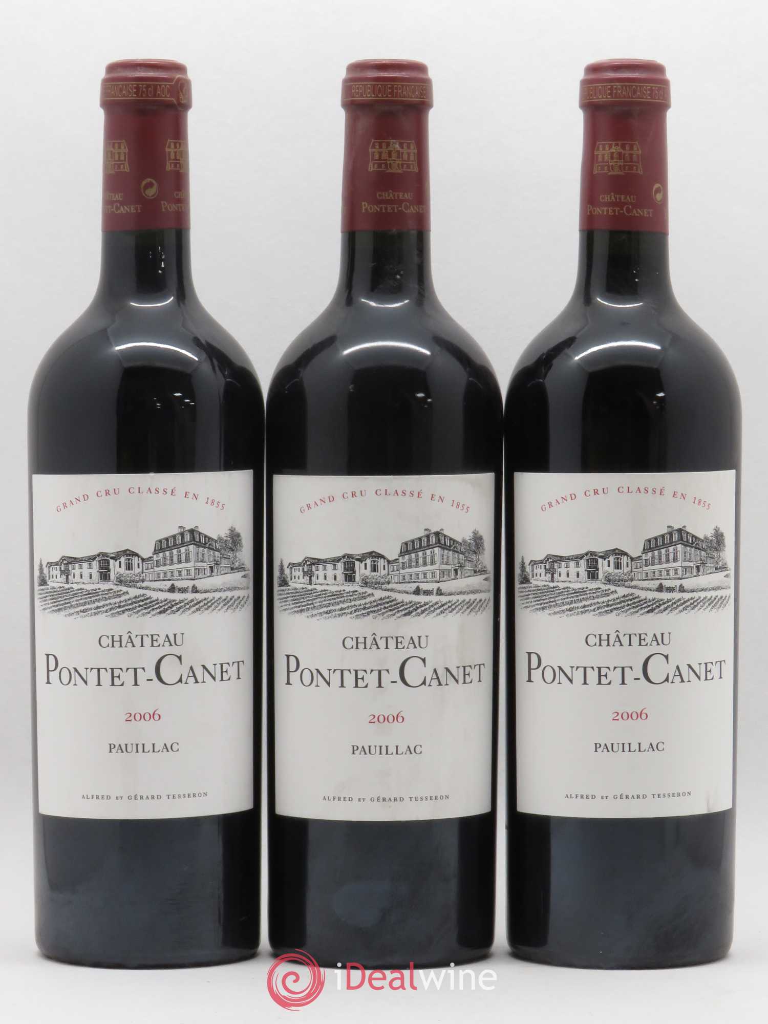 Château Pontet Canet 5ème Grand Cru Classé 2006 - Lot de 3 bouteilles - 0