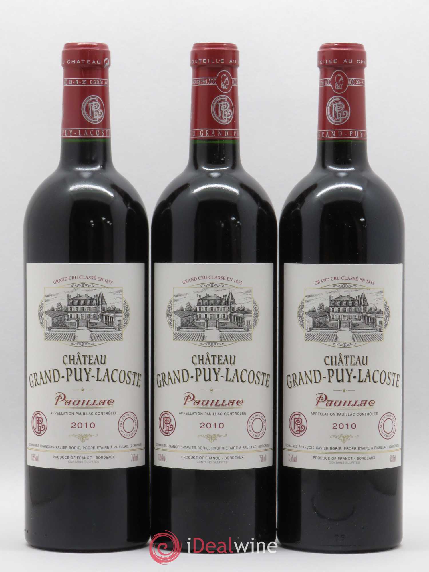 Château Grand Puy Lacoste 5ème Grand Cru Classé 2010 - Lot de 3 bouteilles - 0