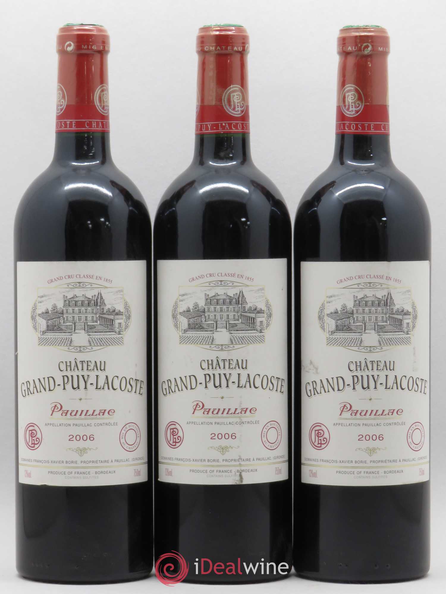 Château Grand Puy Lacoste 5ème Grand Cru Classé 2006 - Lot de 3 bouteilles - 0