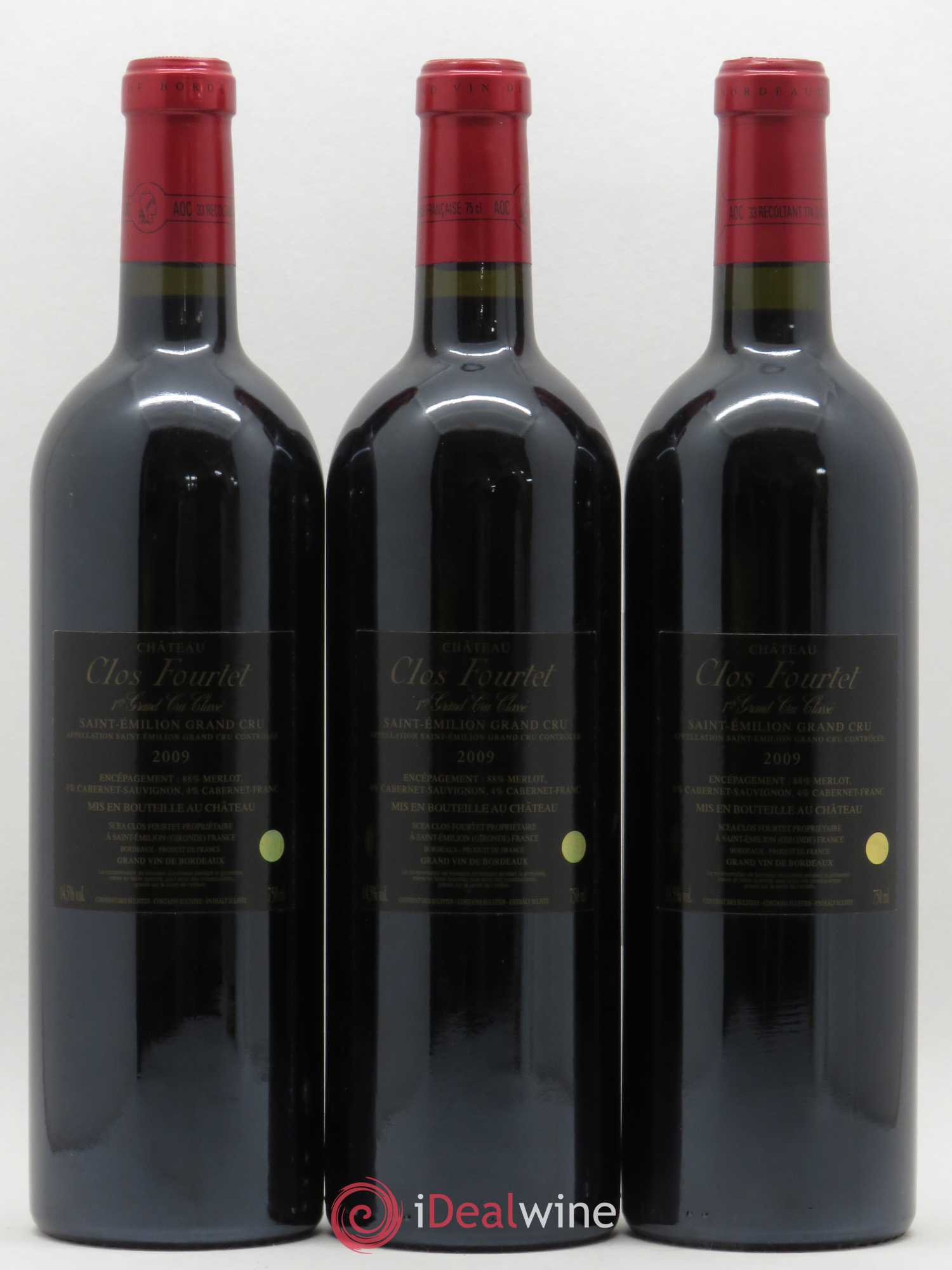 Clos Fourtet 1er Grand Cru Classé B 2009 - Lot de 3 bouteilles - 1