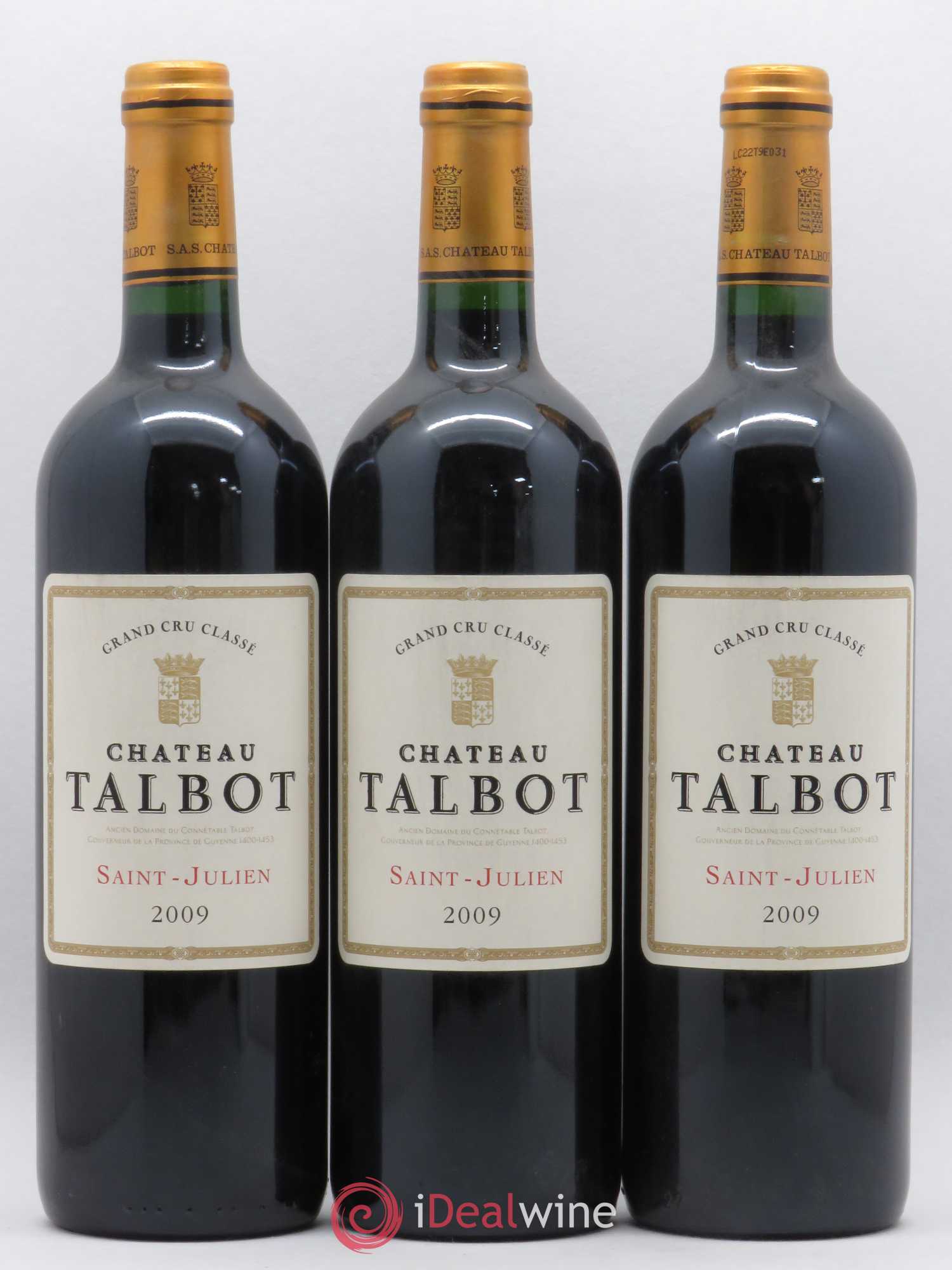 Château Talbot 4ème Grand Cru Classé 2009 - Lot de 3 bouteilles - 0