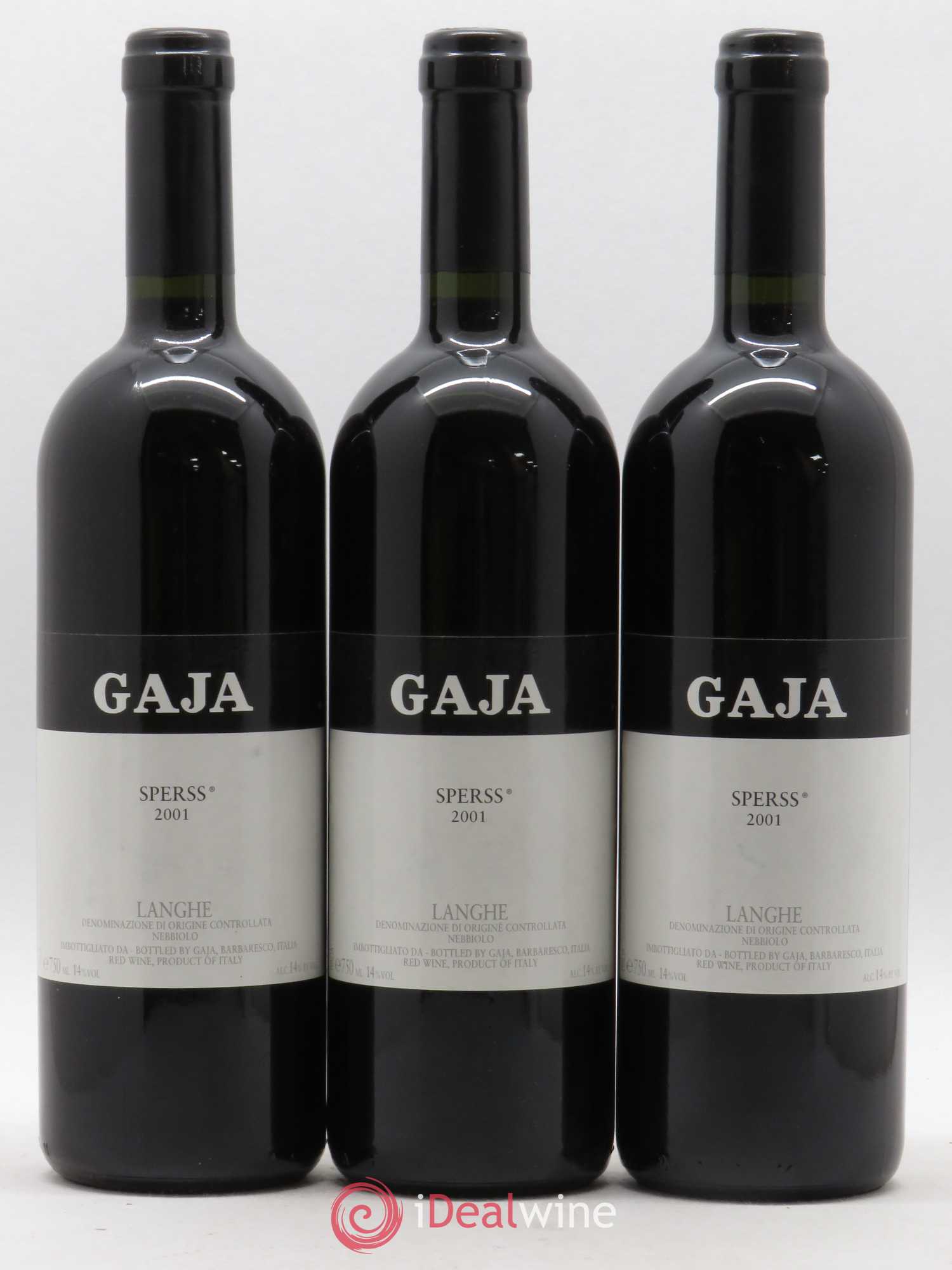 Langhe Sperss Angelo Gaja 2001 - Lot de 3 bouteilles - 0