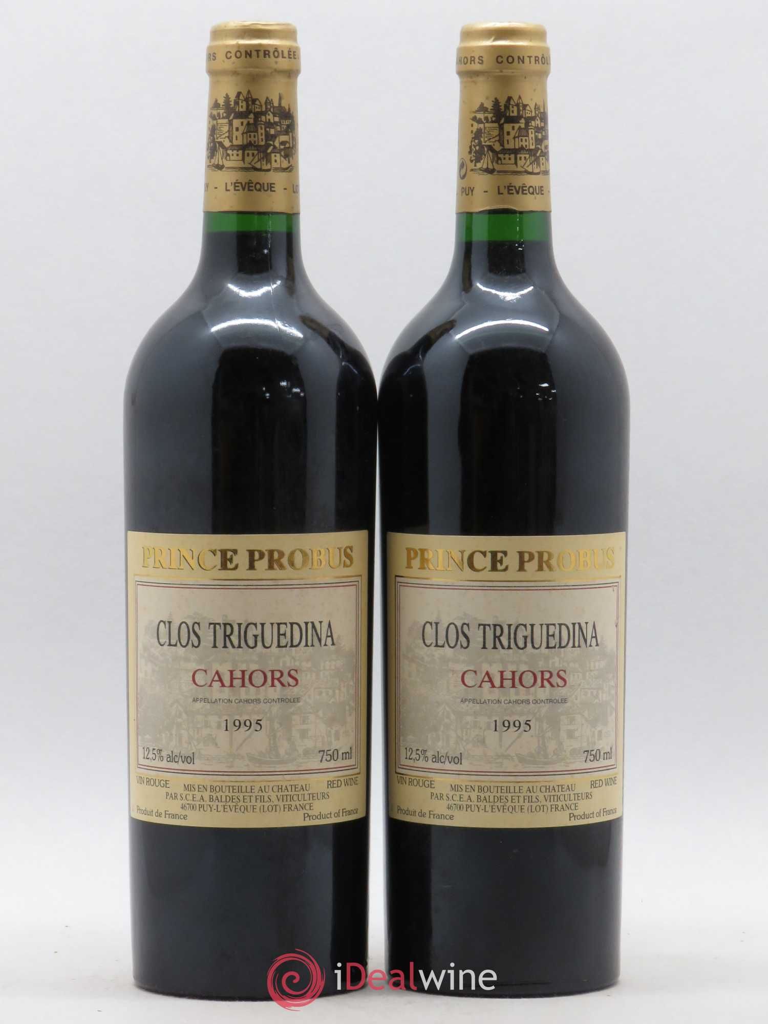 Cahors Clos Triguedina Probus Jean-Luc Baldès 1995 - Lot de 2 bouteilles - 0