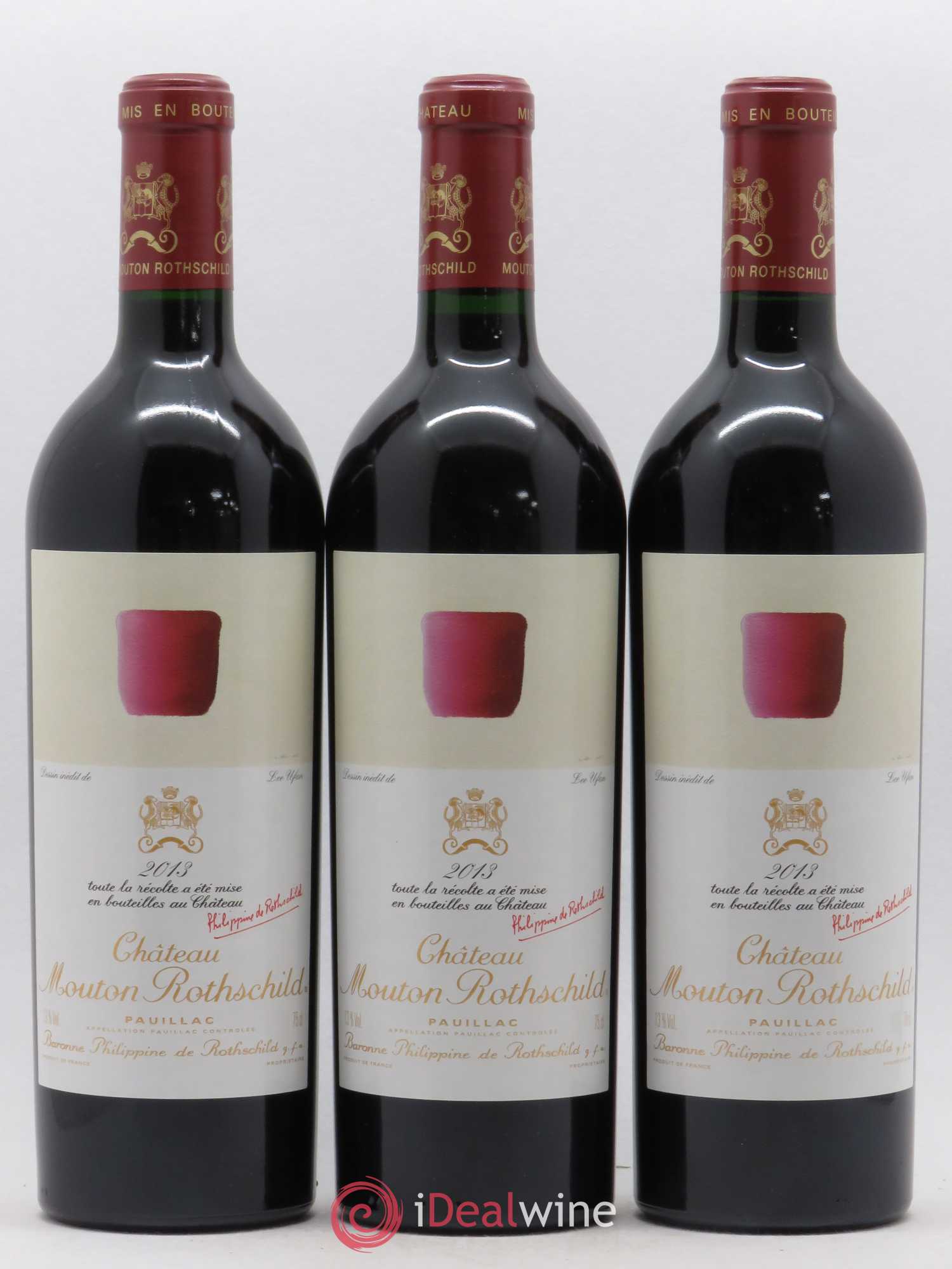 Château Mouton Rothschild 1er Grand Cru Classé 2013 - Lot de 3 bouteilles - 0