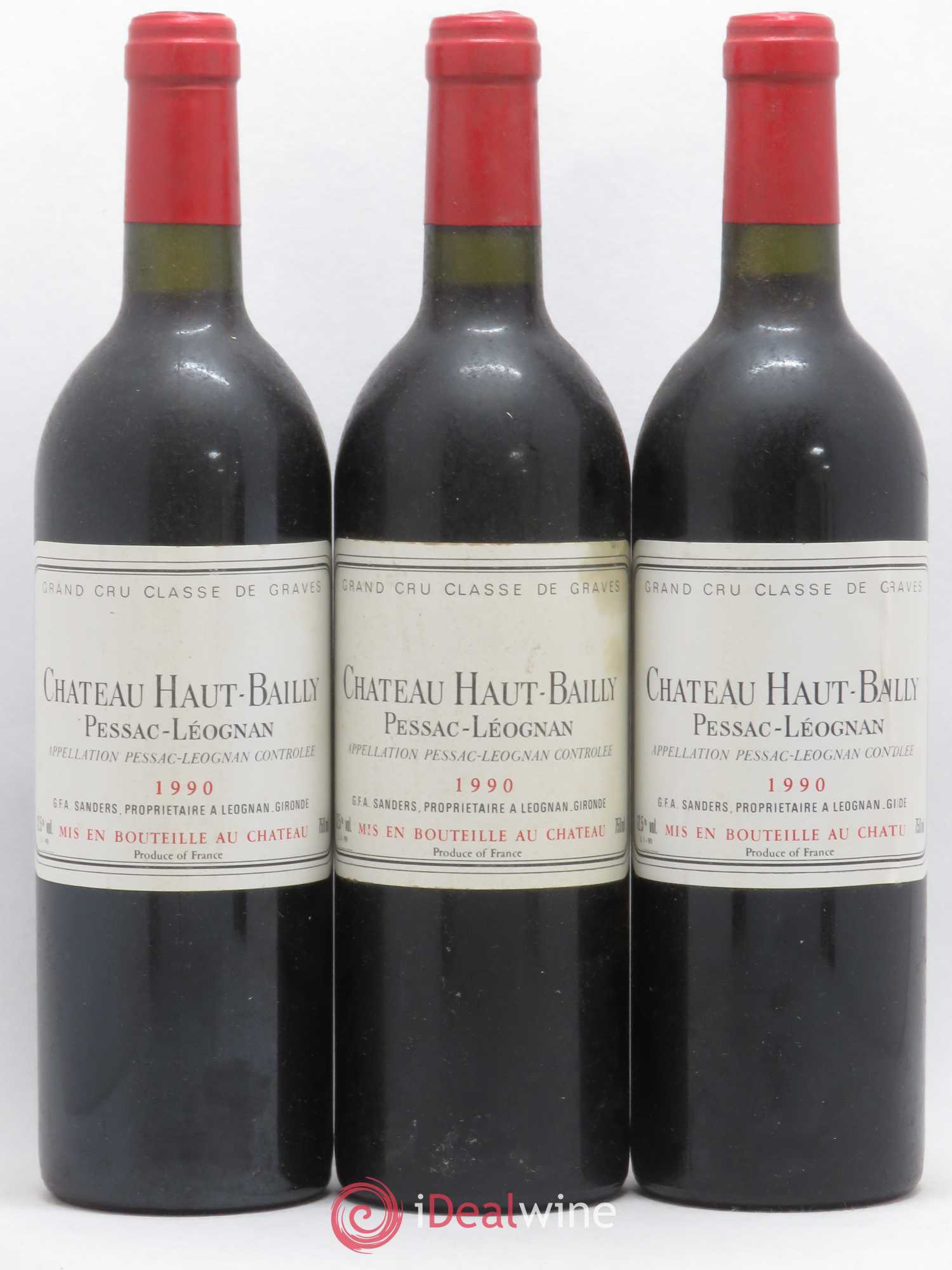 Château Haut-Bailly Cru Classé de Graves 1990 - Lot de 3 bouteilles - 0